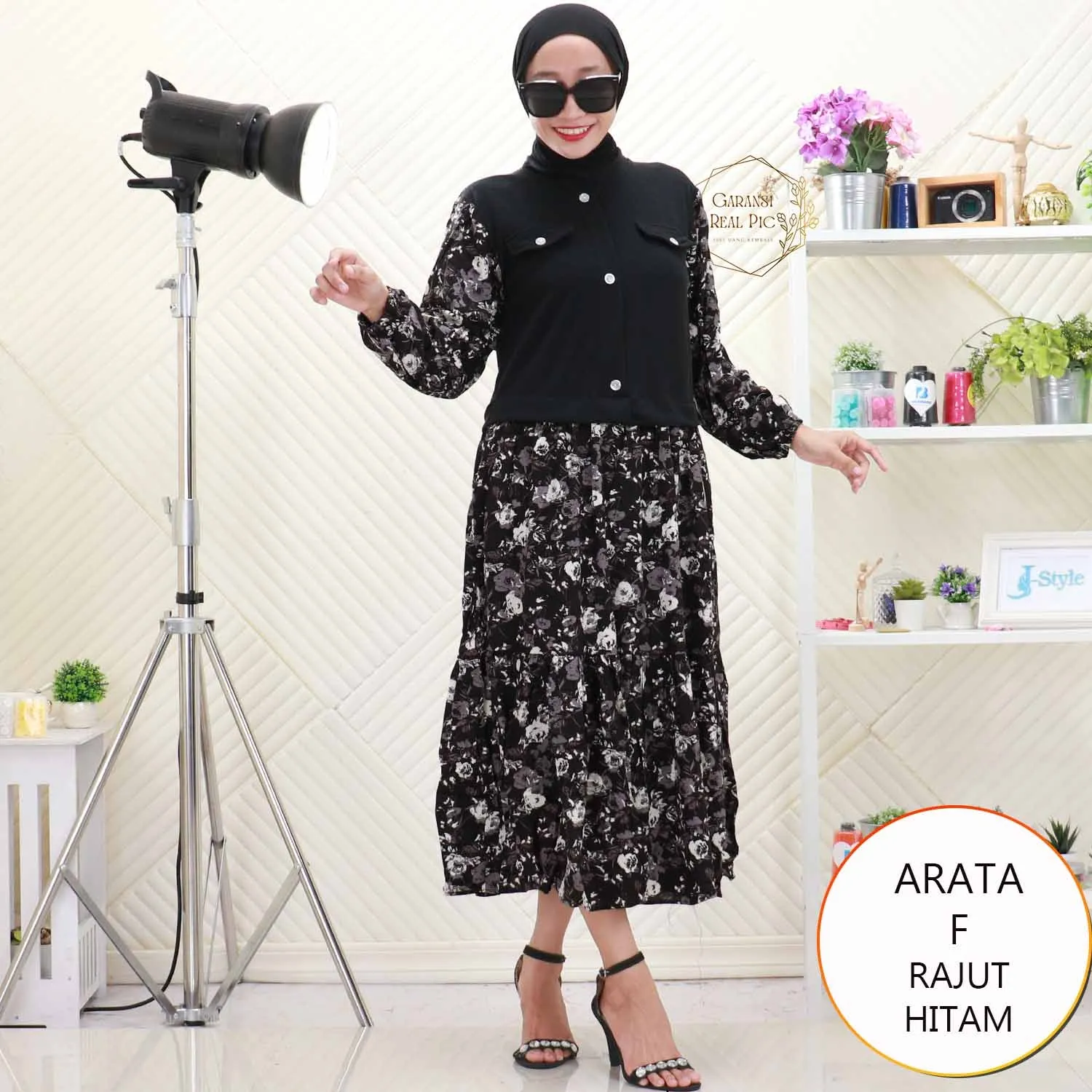 Arata Midi Rajut Mix Katun Rayon Variasi Kancing Umpak Keliling