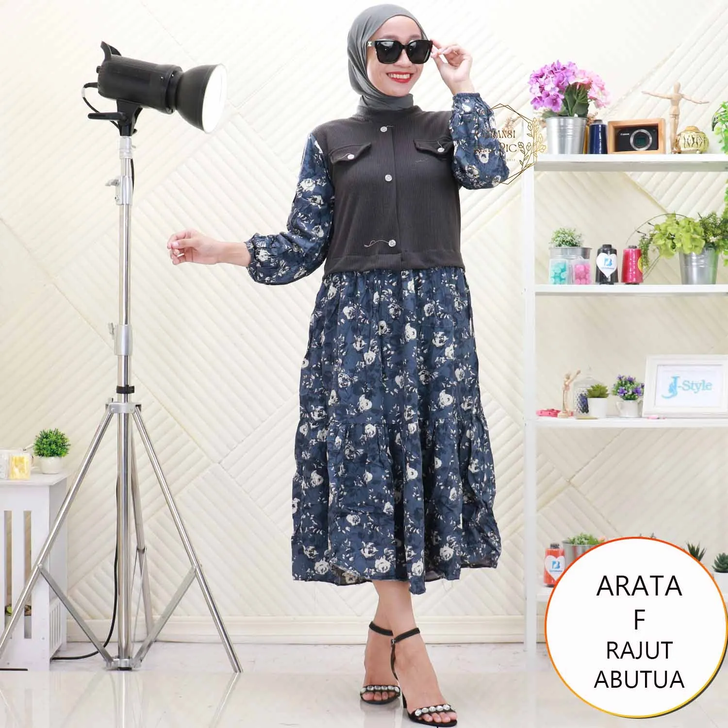 Arata Midi Rajut Mix Katun Rayon Variasi Kancing Umpak Keliling