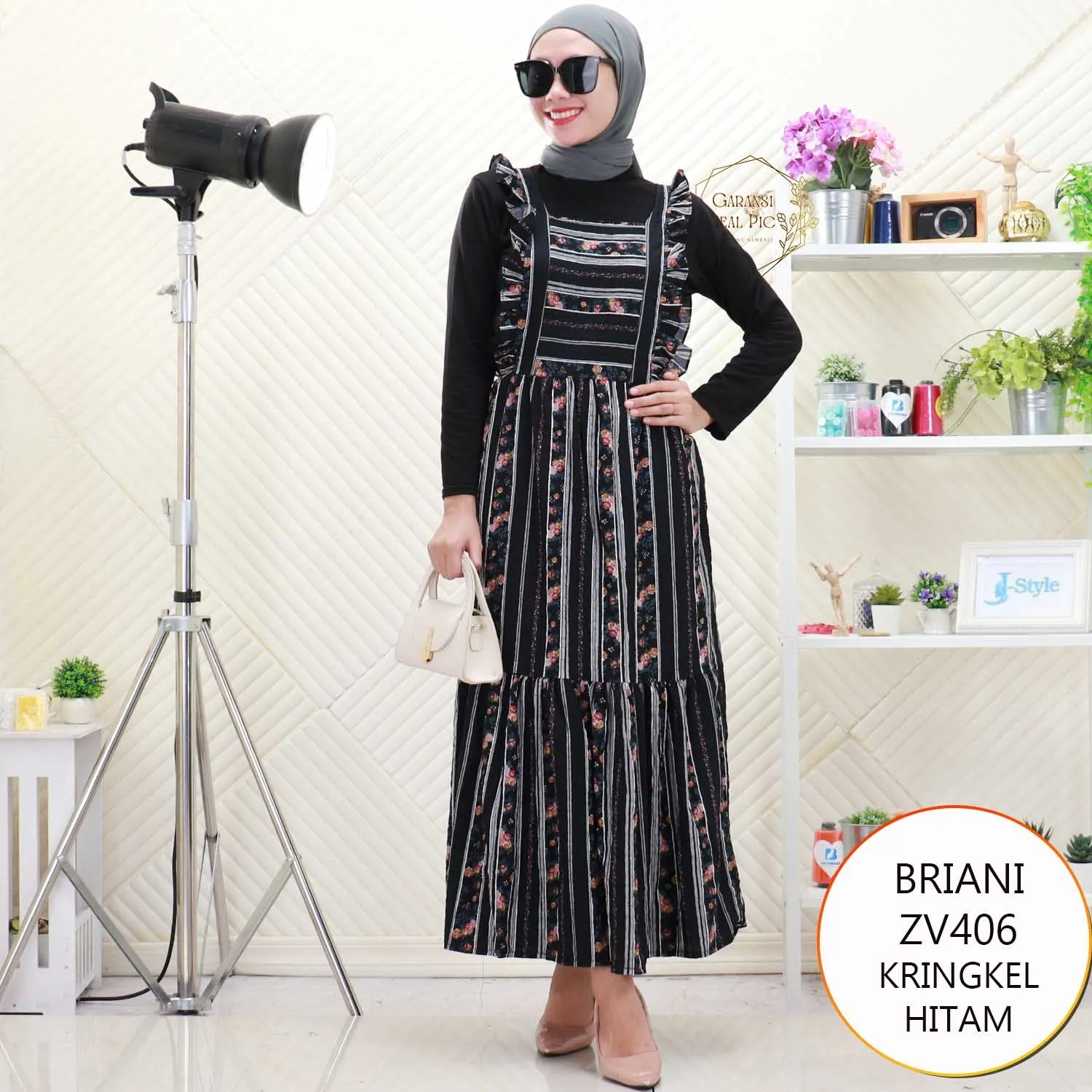 Briani Gamis Overall Kringkel Motif Printing Umpak Bawah