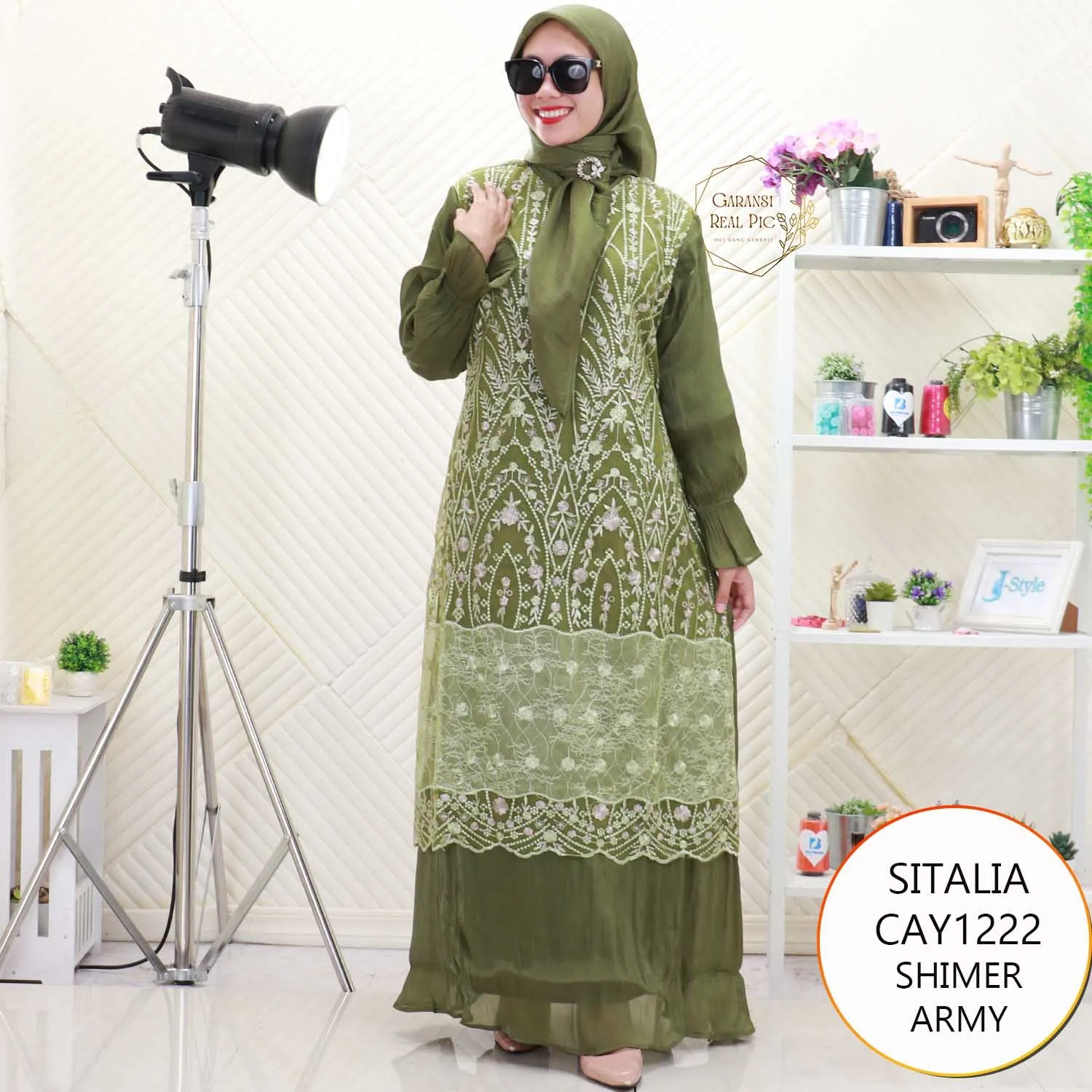 Sitalia Gamis Set Hijab Shimer Mix Bordir Timbul CAY1222 Shimer - bajubaru.id, Belanja Online di bajubaru.id saja 