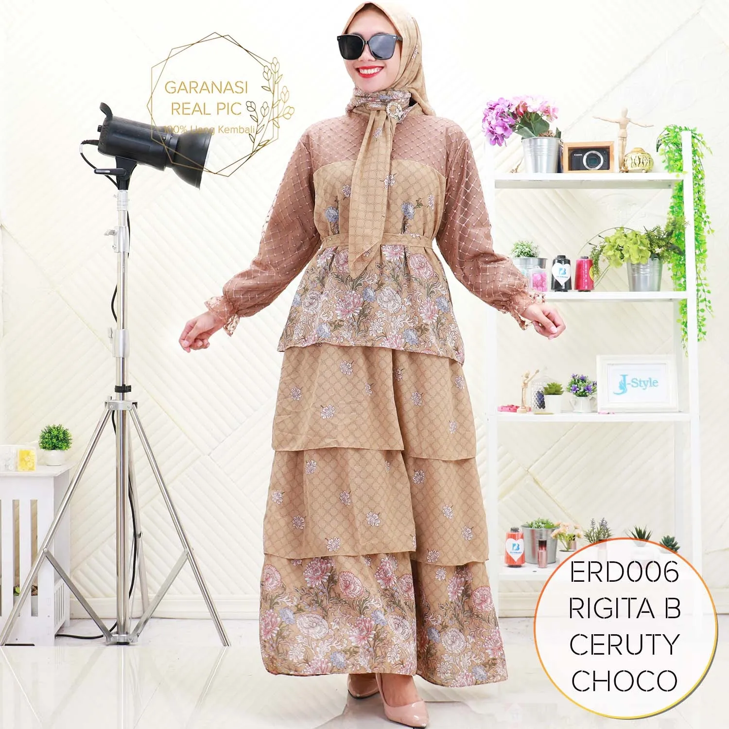 Rigita Gamis Set Hijab Ceruty Umpak Motif Print Mix Tile Full Furing ERD006 ceruty - bajubaru.id, Belanja Online di bajubaru.id saja 