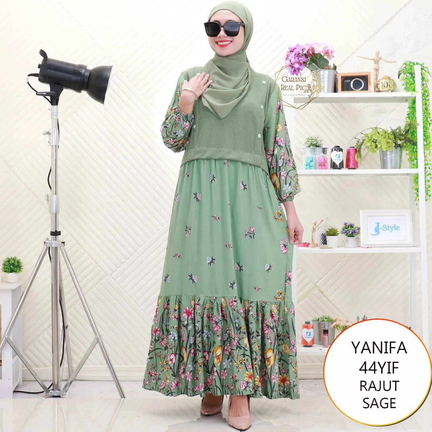 Yanifa Gamis Rajut Tebal Mix Katun Rayon Motif Variasi Serut