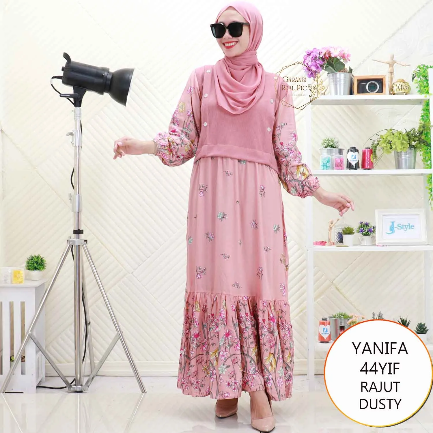 Yanifa Gamis Rajut Tebal Mix Katun Rayon Motif Variasi Serut