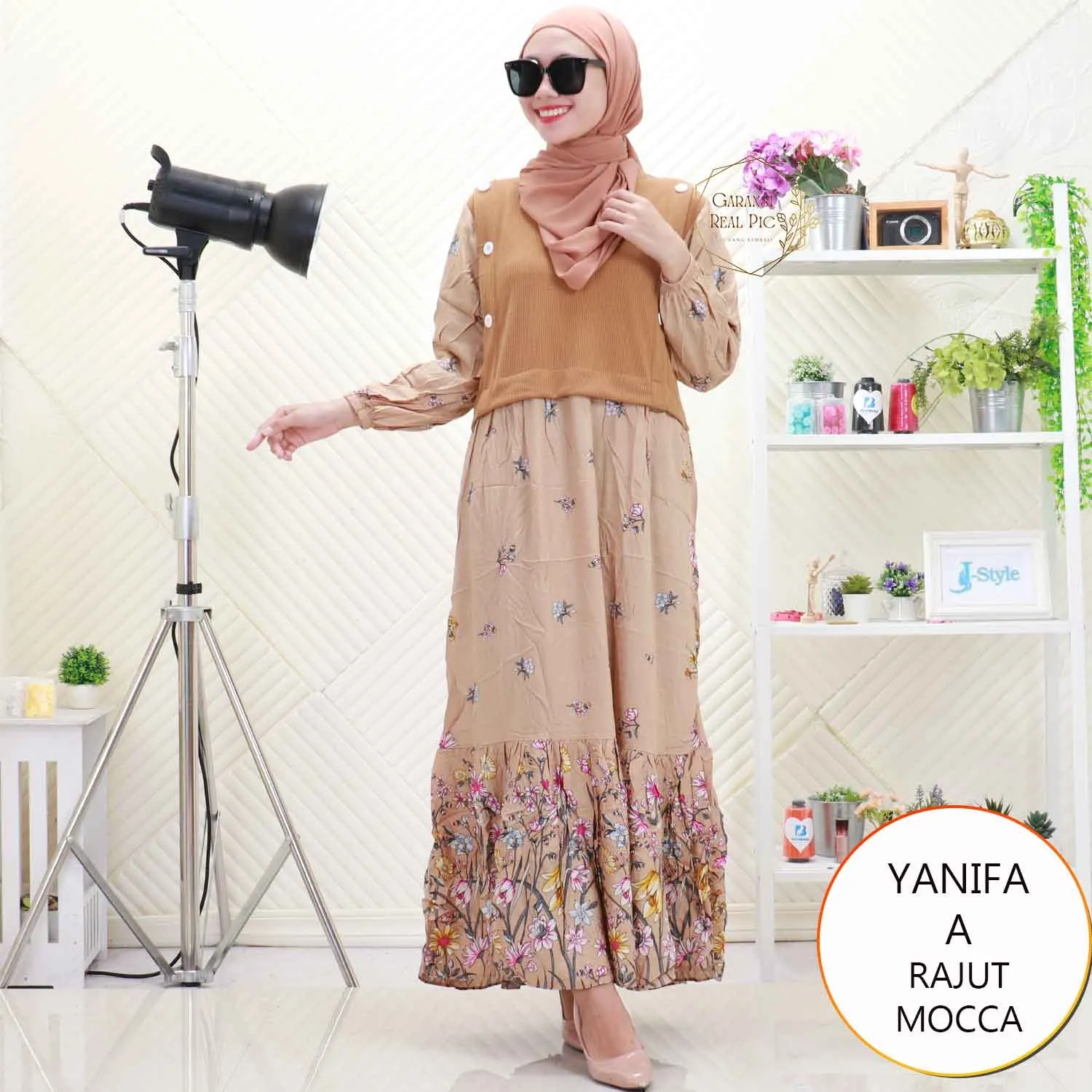 Yanifa Gamis Rajut Tebal Mix Katun Rayon Motif Variasi Serut