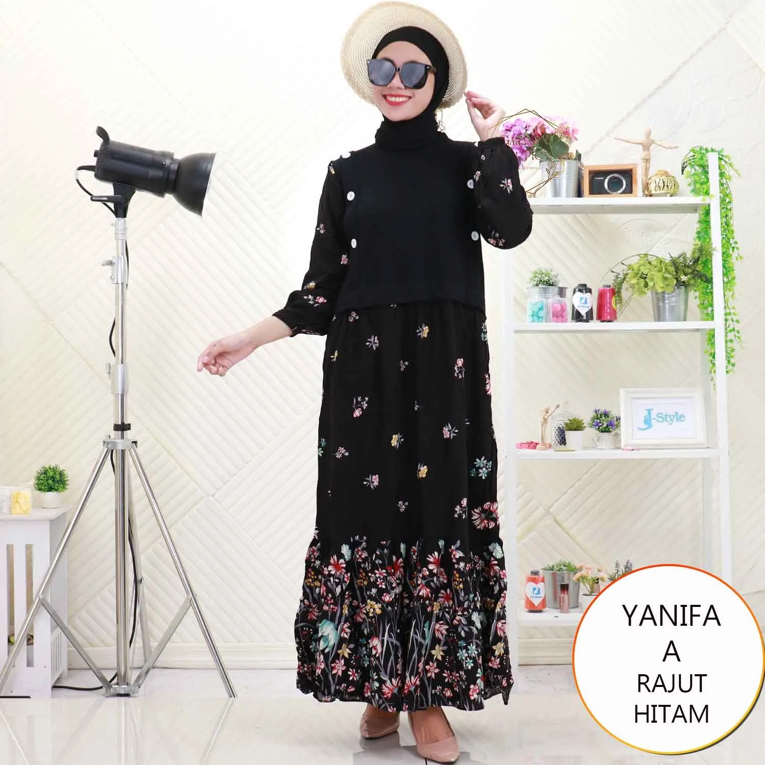 Yanifa Gamis Rajut Tebal Mix Katun Rayon Motif Variasi Serut