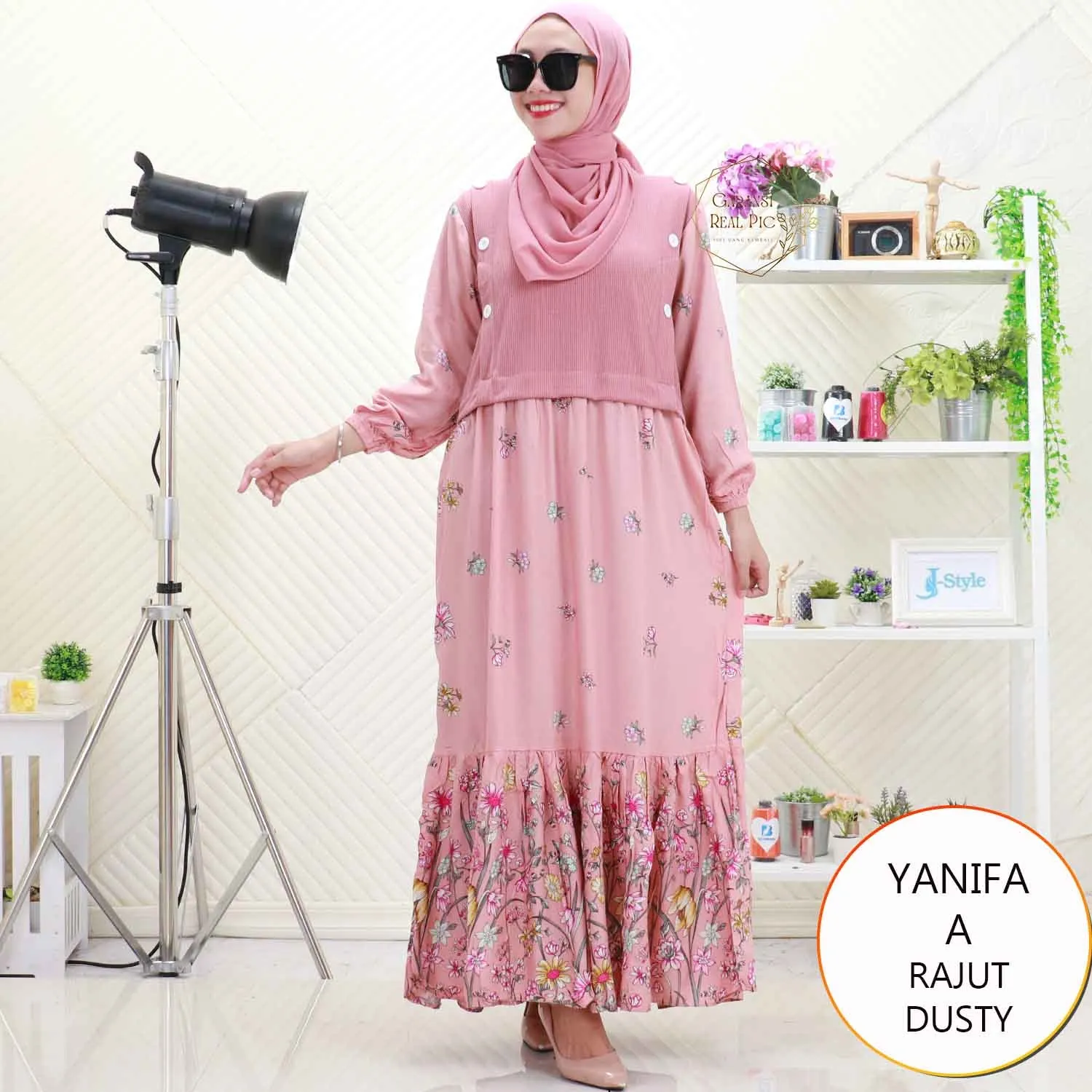 Yanifa Gamis Rajut Tebal Mix Katun Rayon Motif Variasi Serut