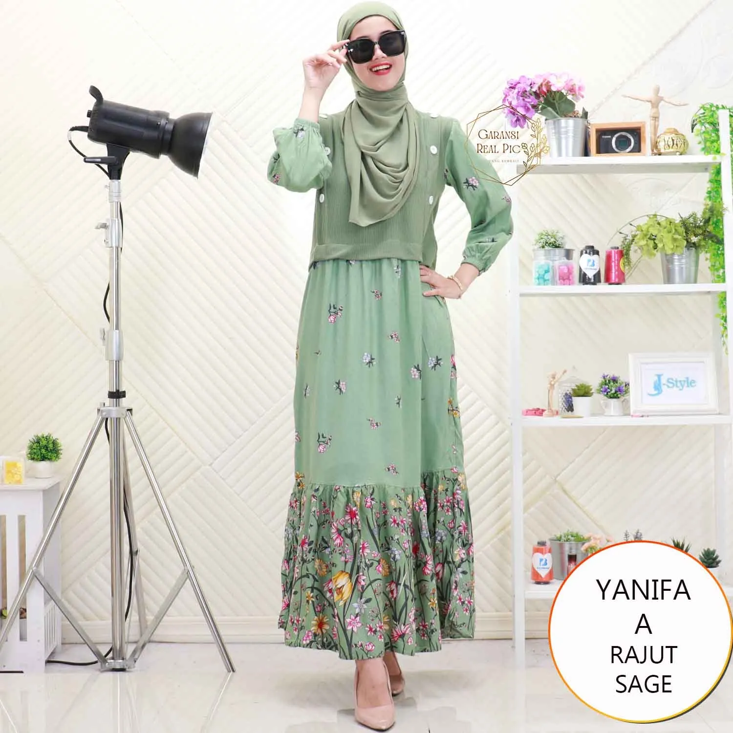 Yanifa Gamis Rajut Tebal Mix Katun Rayon Motif Variasi Serut