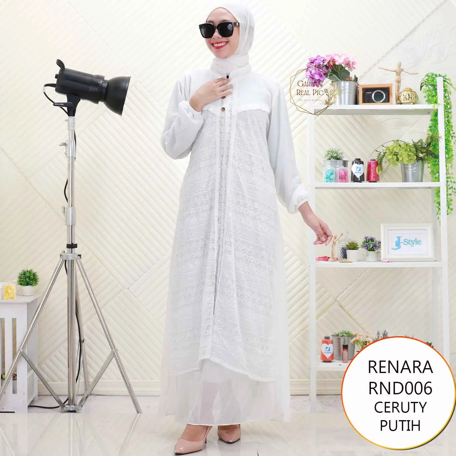 Renara Gamis Bahan Ceruty Layer Brukat Variasi Mote Busui Friendly