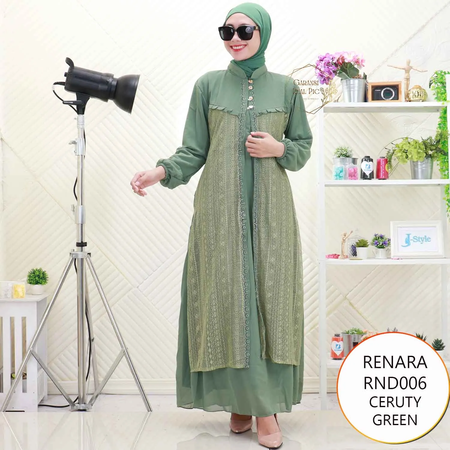 Renara Gamis Bahan Ceruty Layer Brukat Variasi Mote Busui Friendly