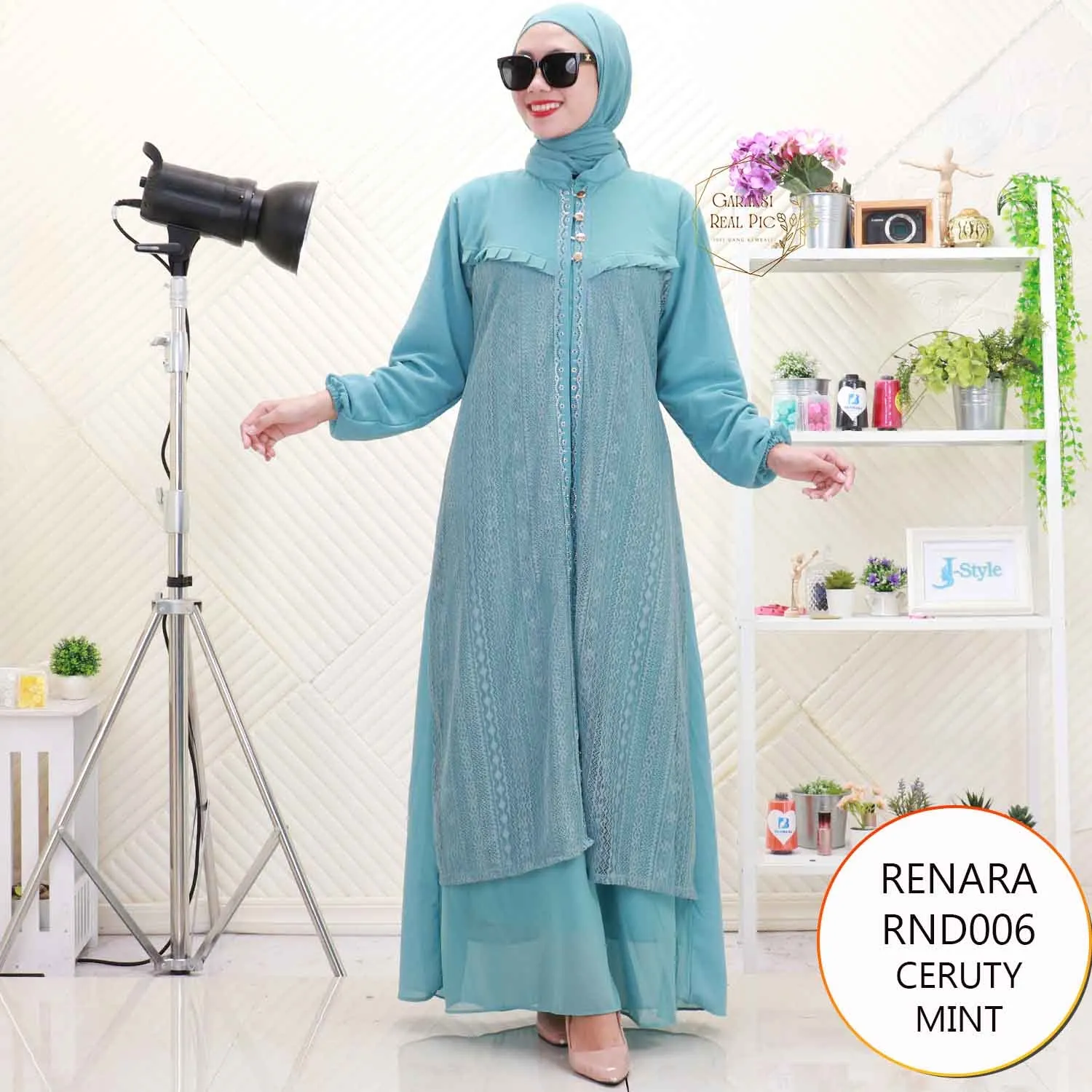 Renara Gamis Bahan Ceruty Layer Brukat Variasi Mote Busui Friendly