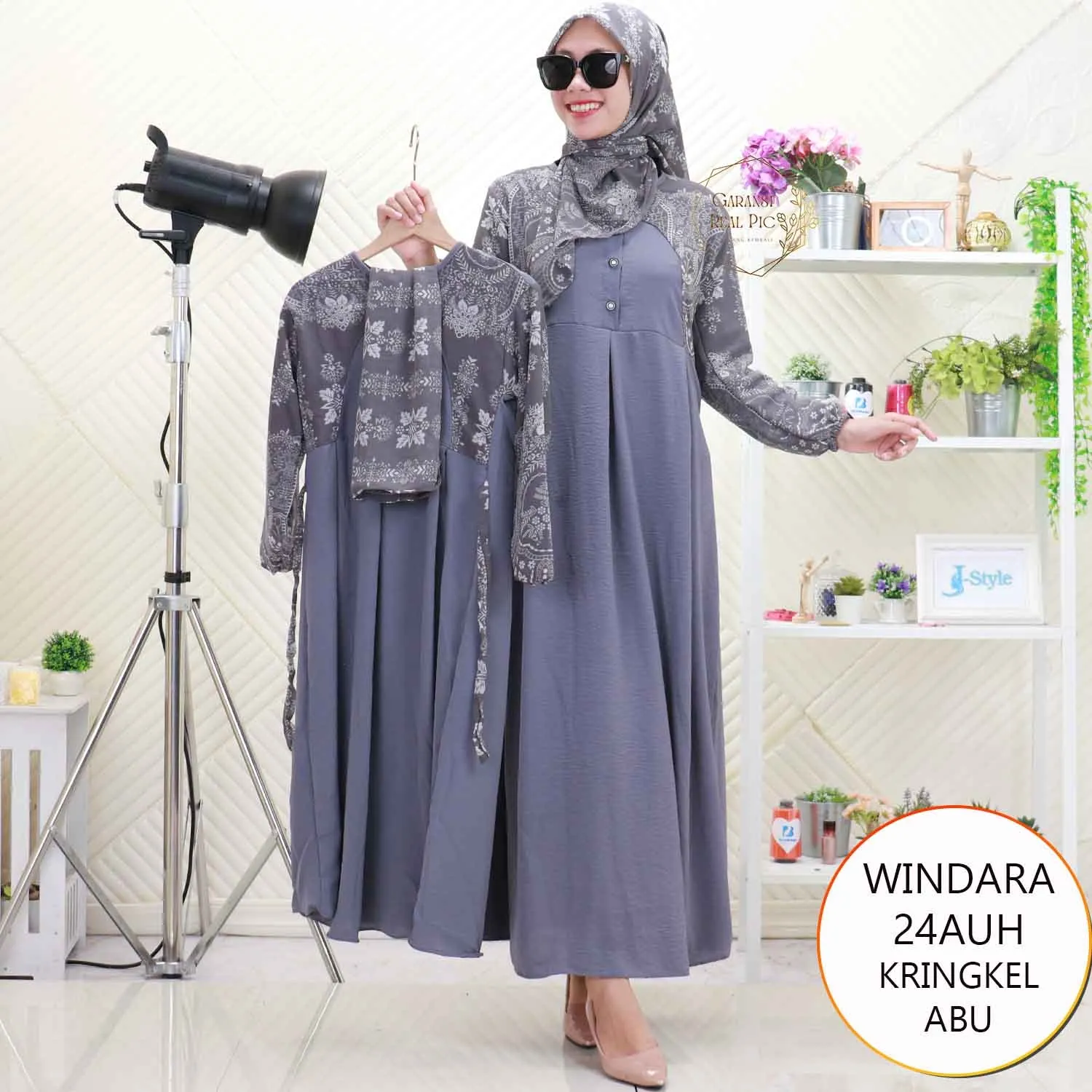 Windara Gamis Set ibu Anak Kringkel Mix Ceruty Motif