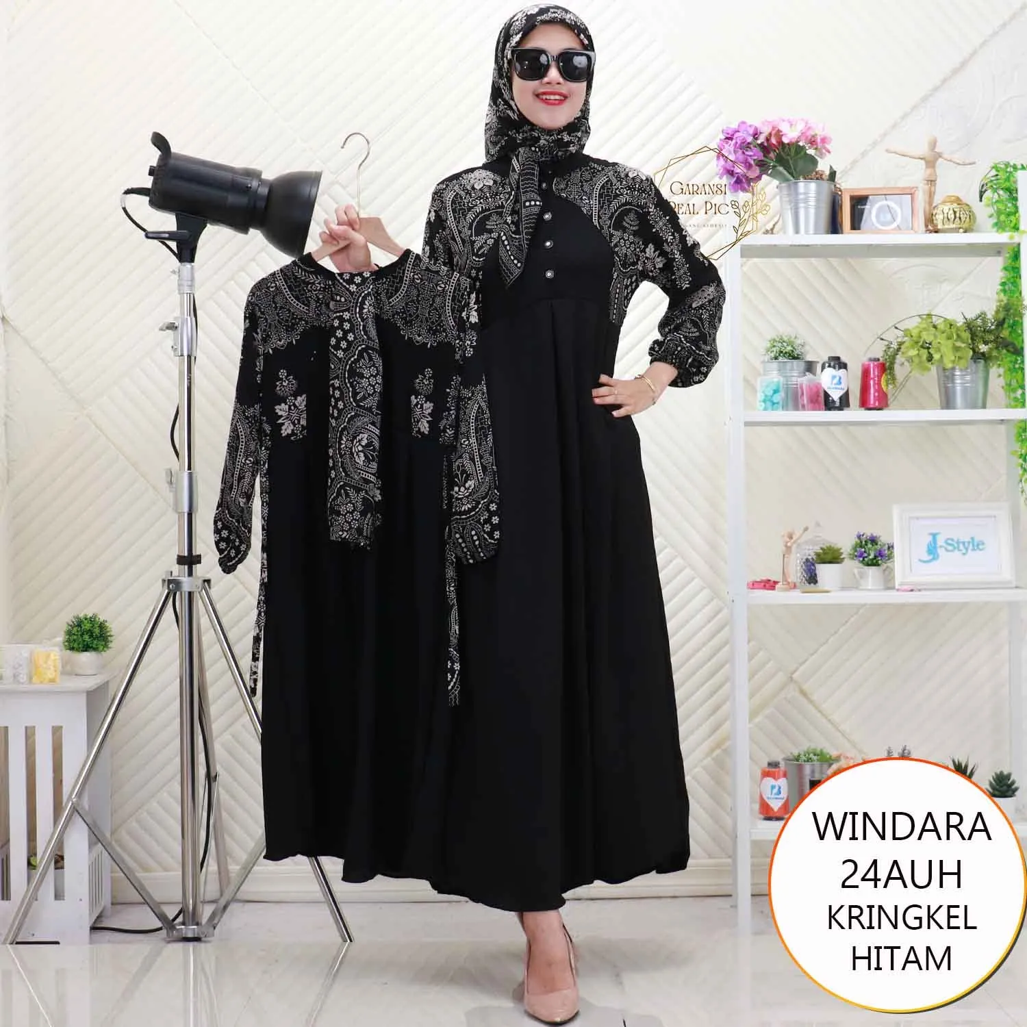 Windara Gamis Set ibu Anak Kringkel Mix Ceruty Motif