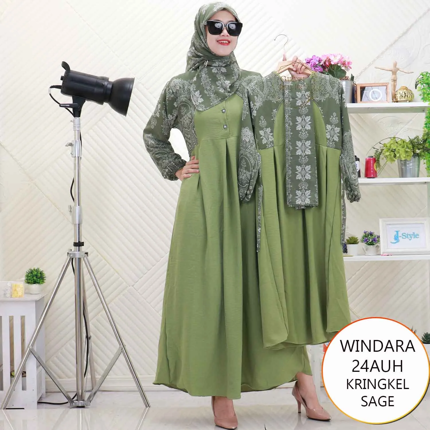 Windara Gamis Set ibu Anak Kringkel Mix Ceruty Motif