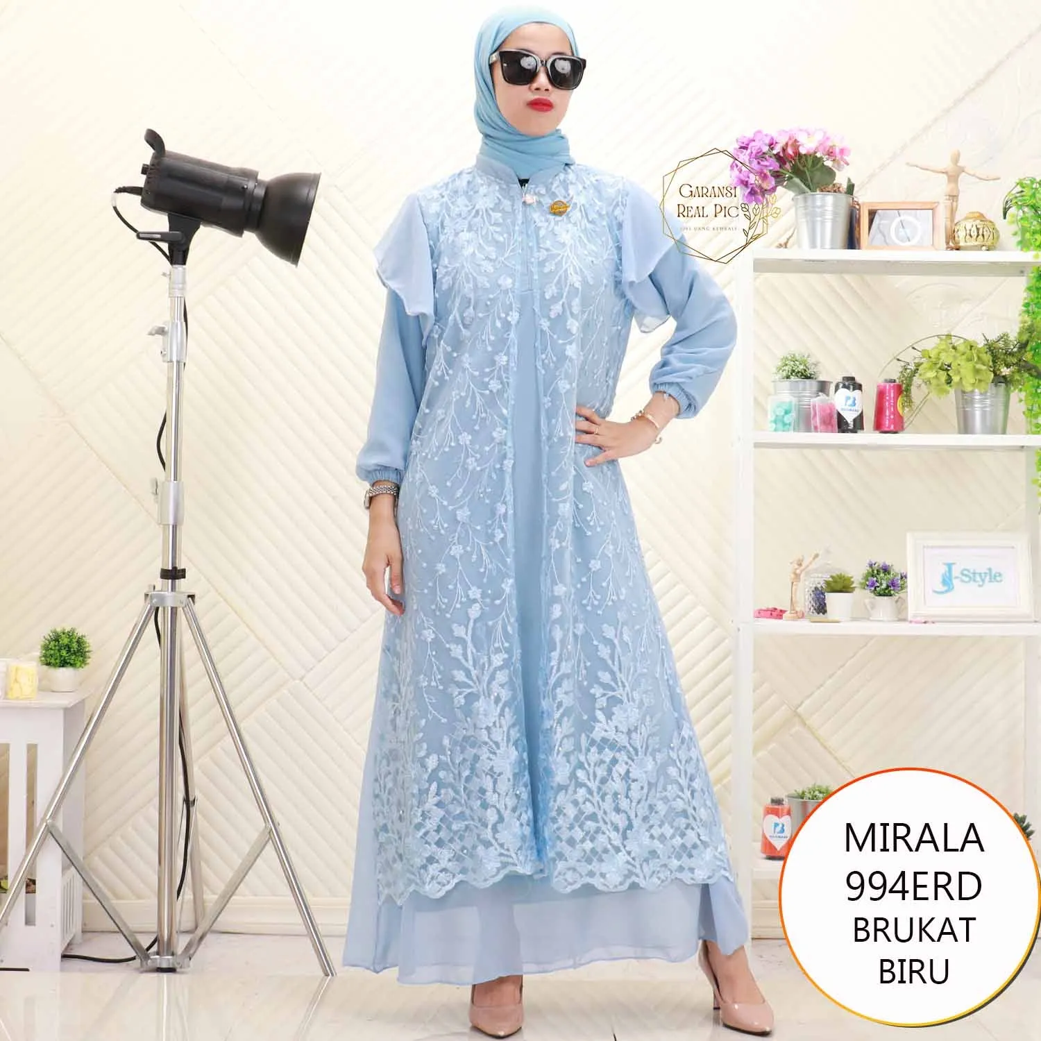 Mirala Gamis Brukat Lengan Ruffel Busui Friendly