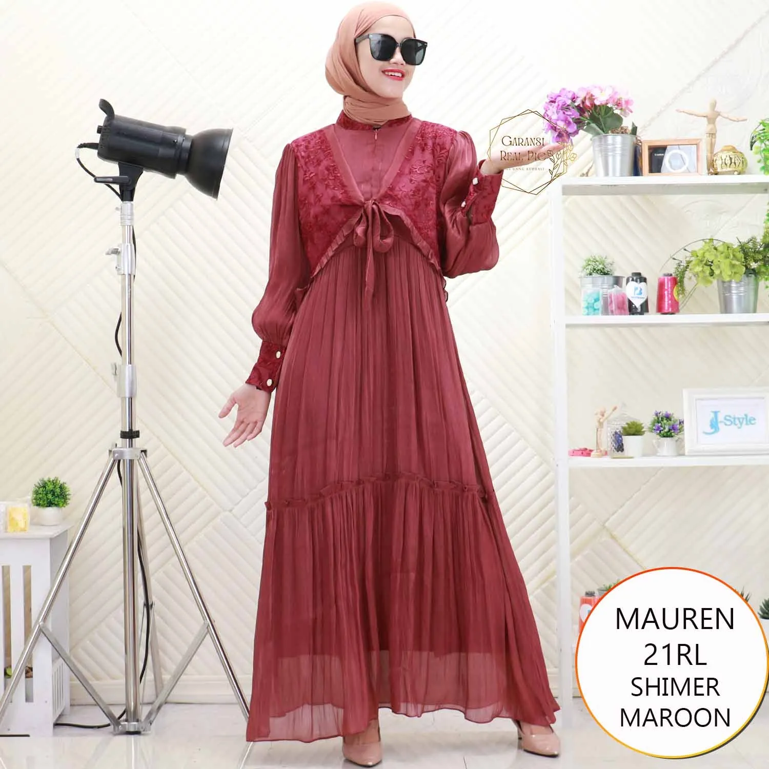 Mauren Gamis Shimer Cardi Nyatu Motif Bordir Busui Friendy