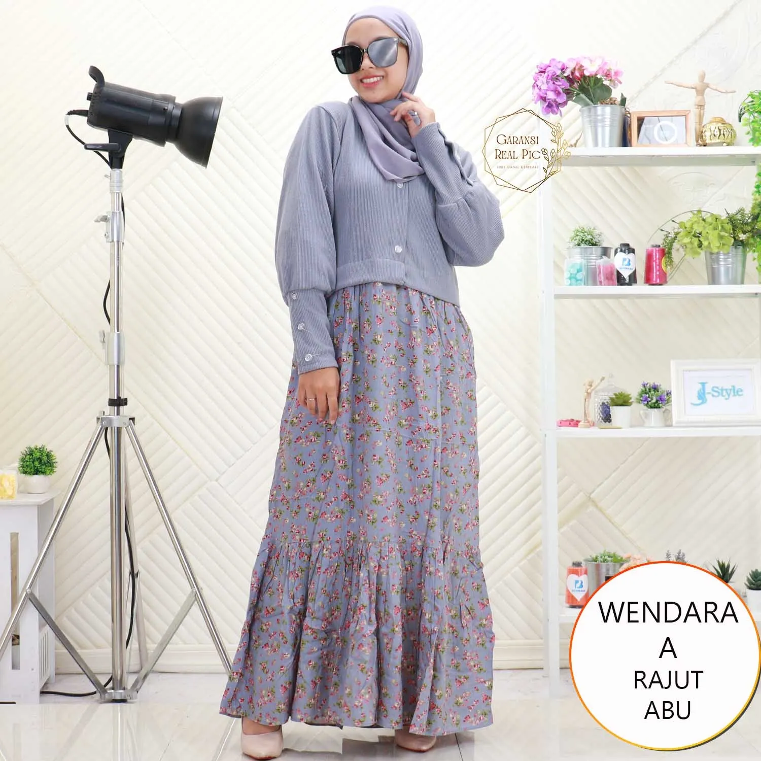 Wendara Gamis Rajut Tebal Mix Rayon Motif Variasi Kancing