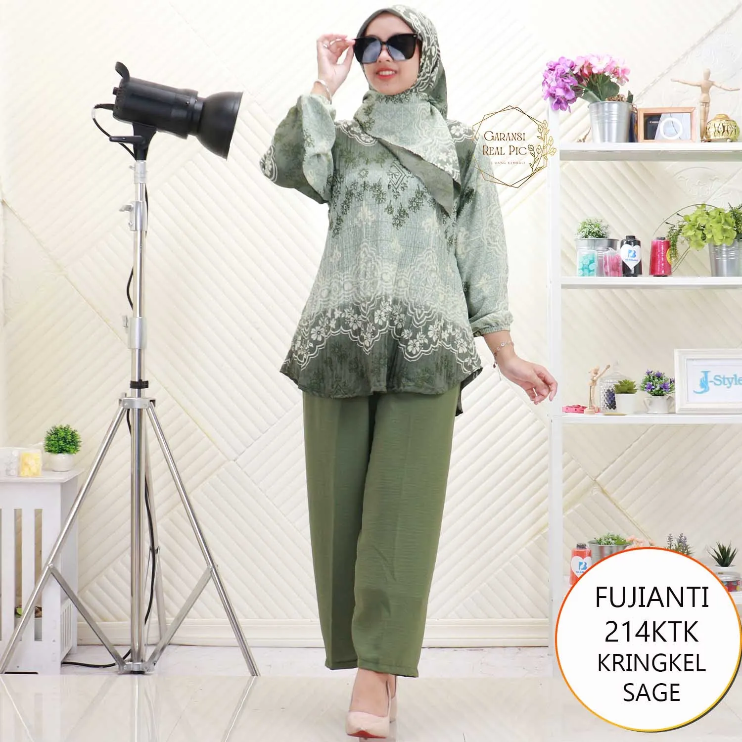 Fujianti Oneset Tunik Kringkel Plisket Motif Busui Friendly