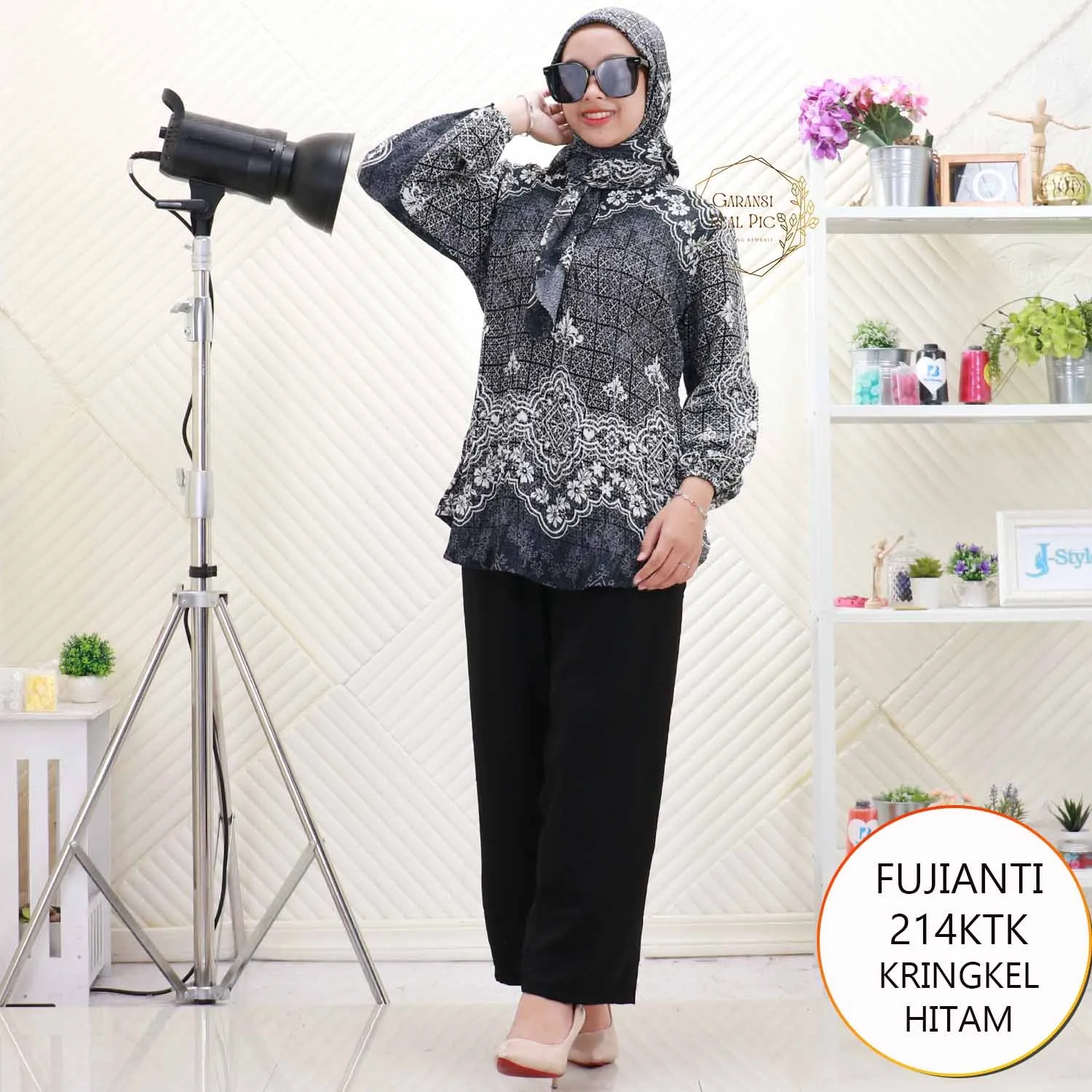 Fujianti Oneset Tunik Kringkel Plisket Motif Busui Friendly