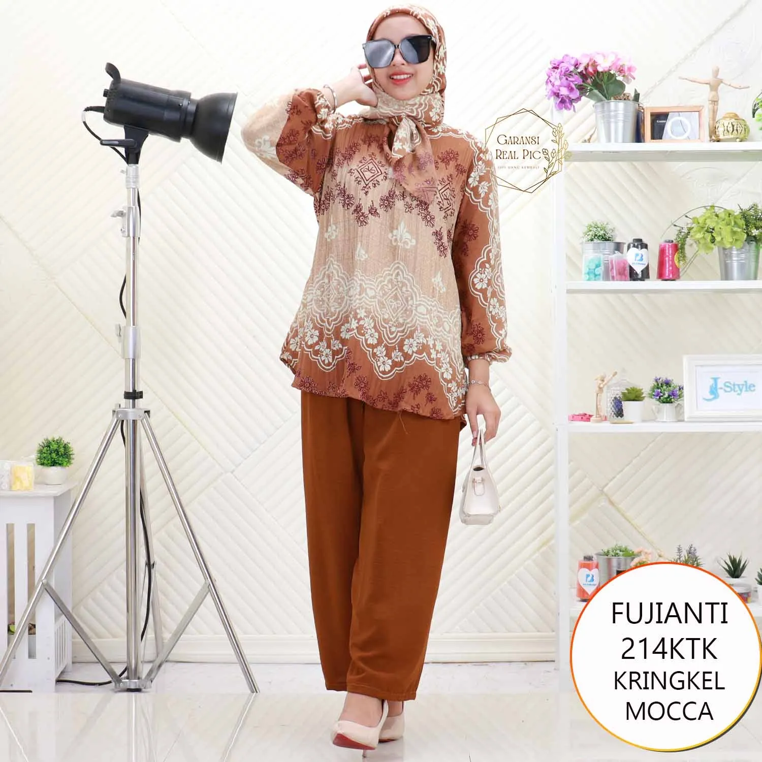 Fujianti Oneset Tunik Kringkel Plisket Motif Busui Friendly