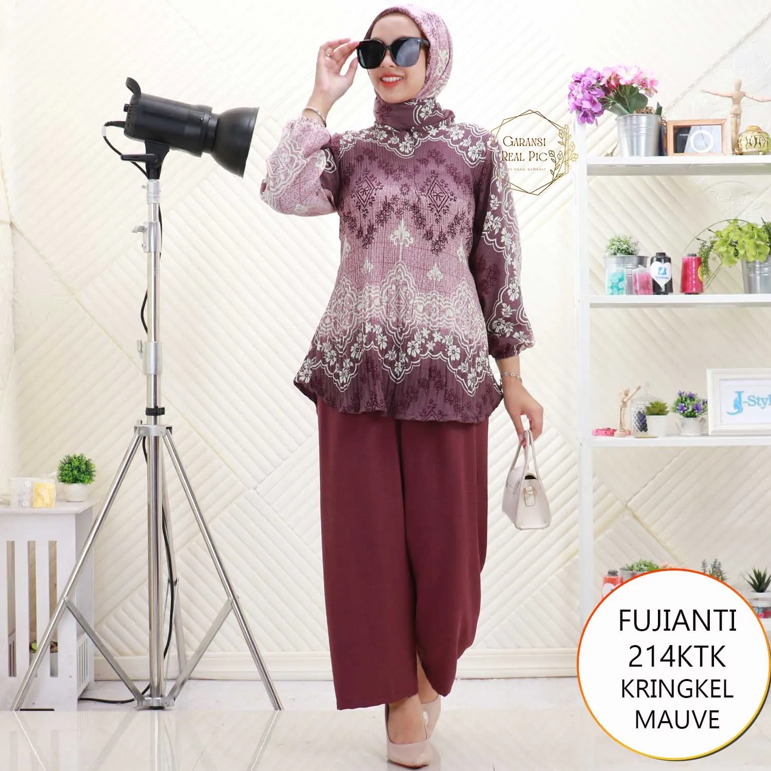 Fujianti Oneset Tunik Kringkel Plisket Motif Busui Friendly