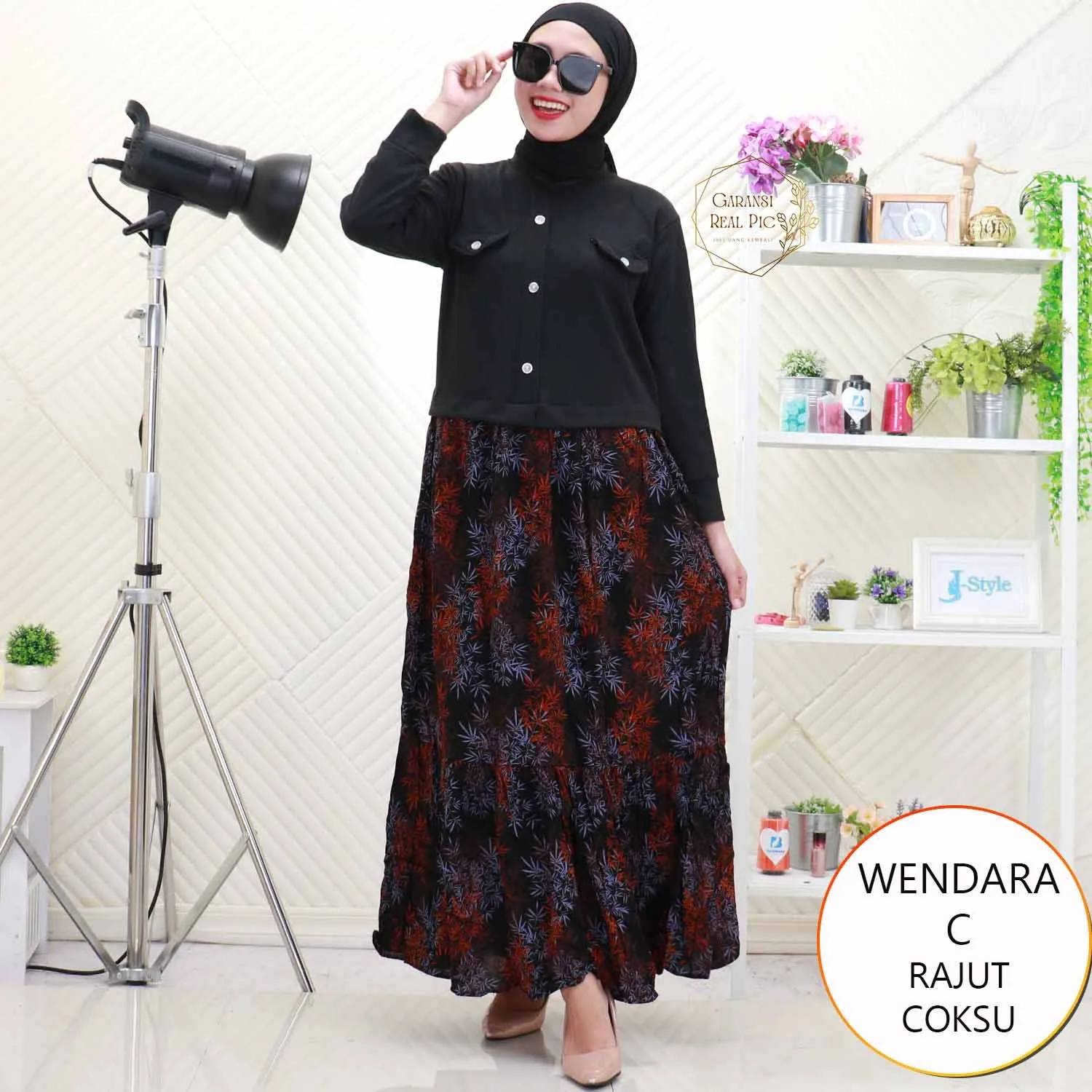 Wendara Gamis Rajut Tebal Mix Rayon Motif Variasi Kancing