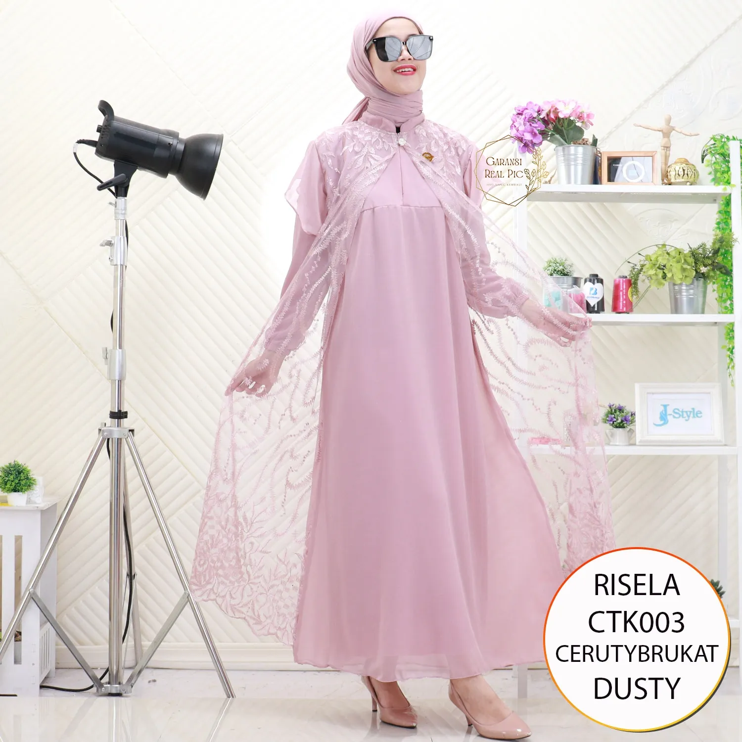 Risela Gamis Ceruty Mix Brukat Layer Busui Friendly