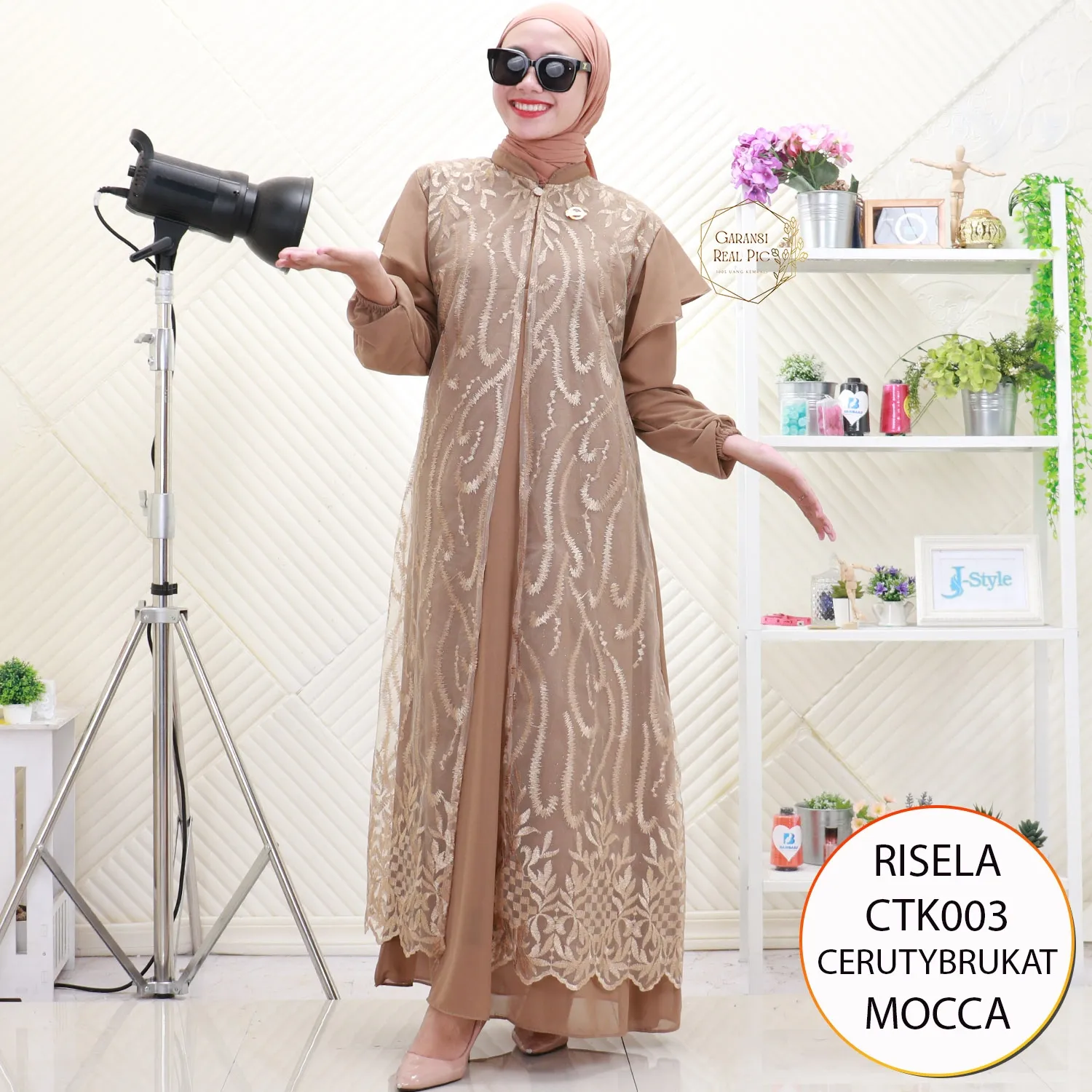 Risela Gamis Bahan Ceruty Layer Buaui Friendly Ruffle Lengan