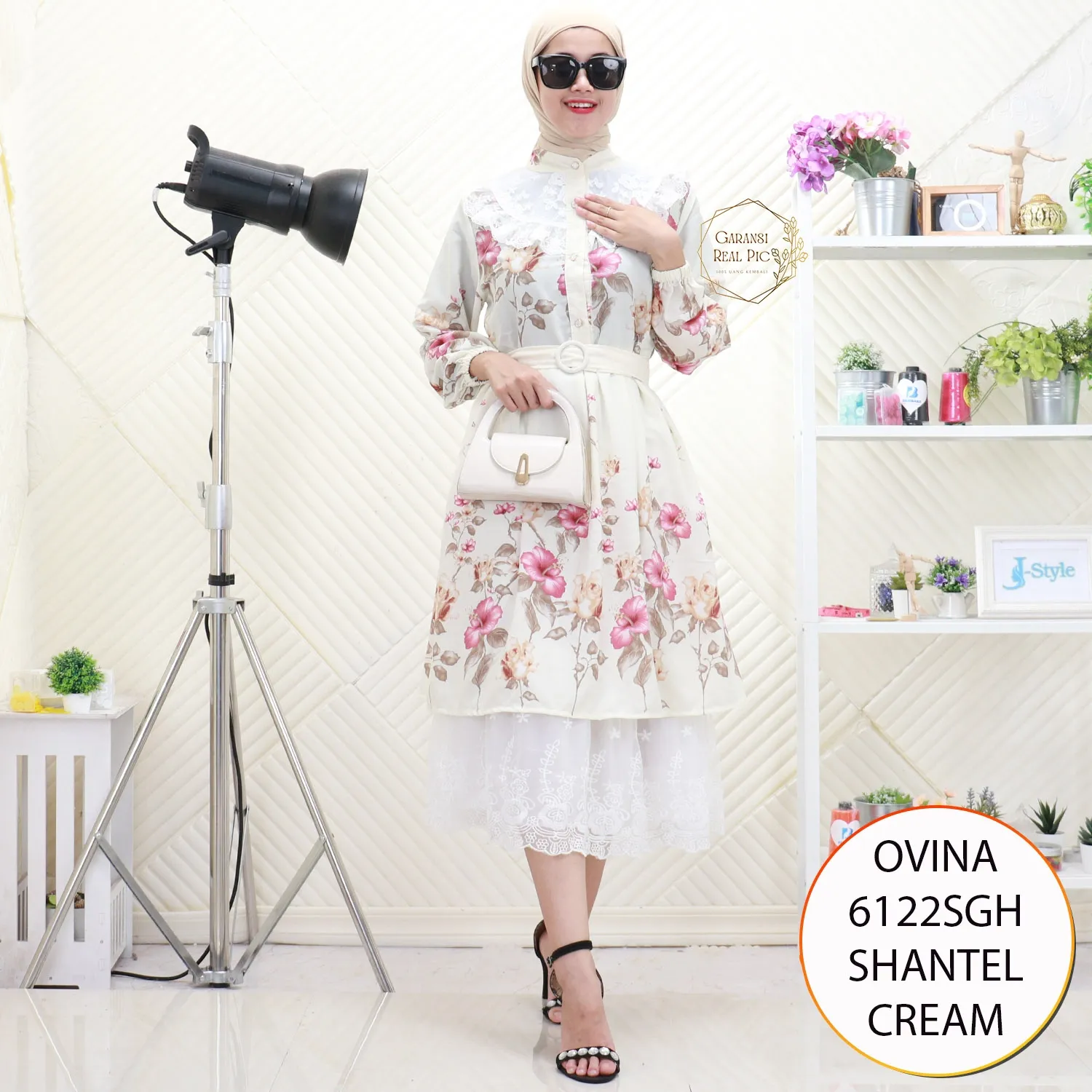 Ovina Midi Dress Nedelin Korean Look Motif Printing Busui Friendly