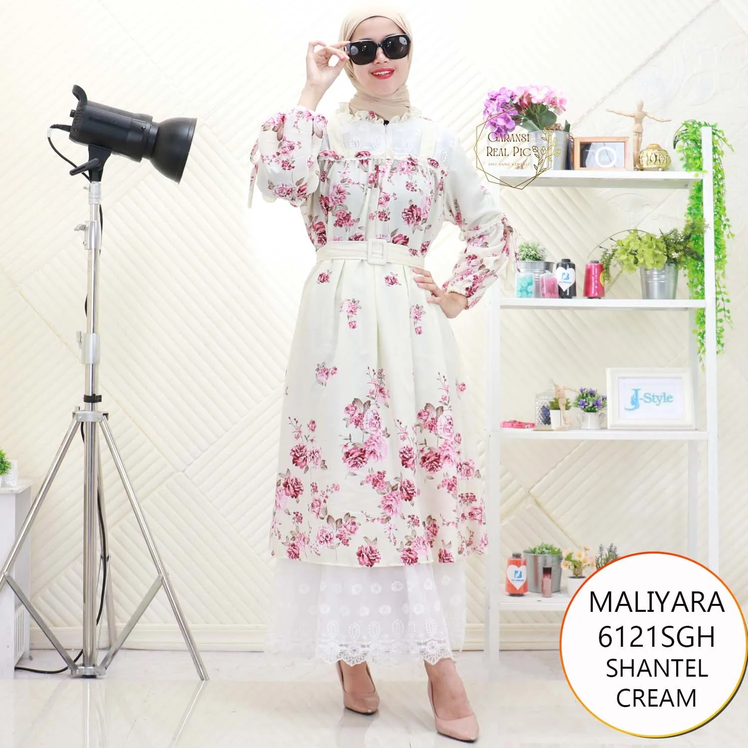 Maliyara Gamis Nedelin Ruffel Depan Motif Printing Busui Friendly