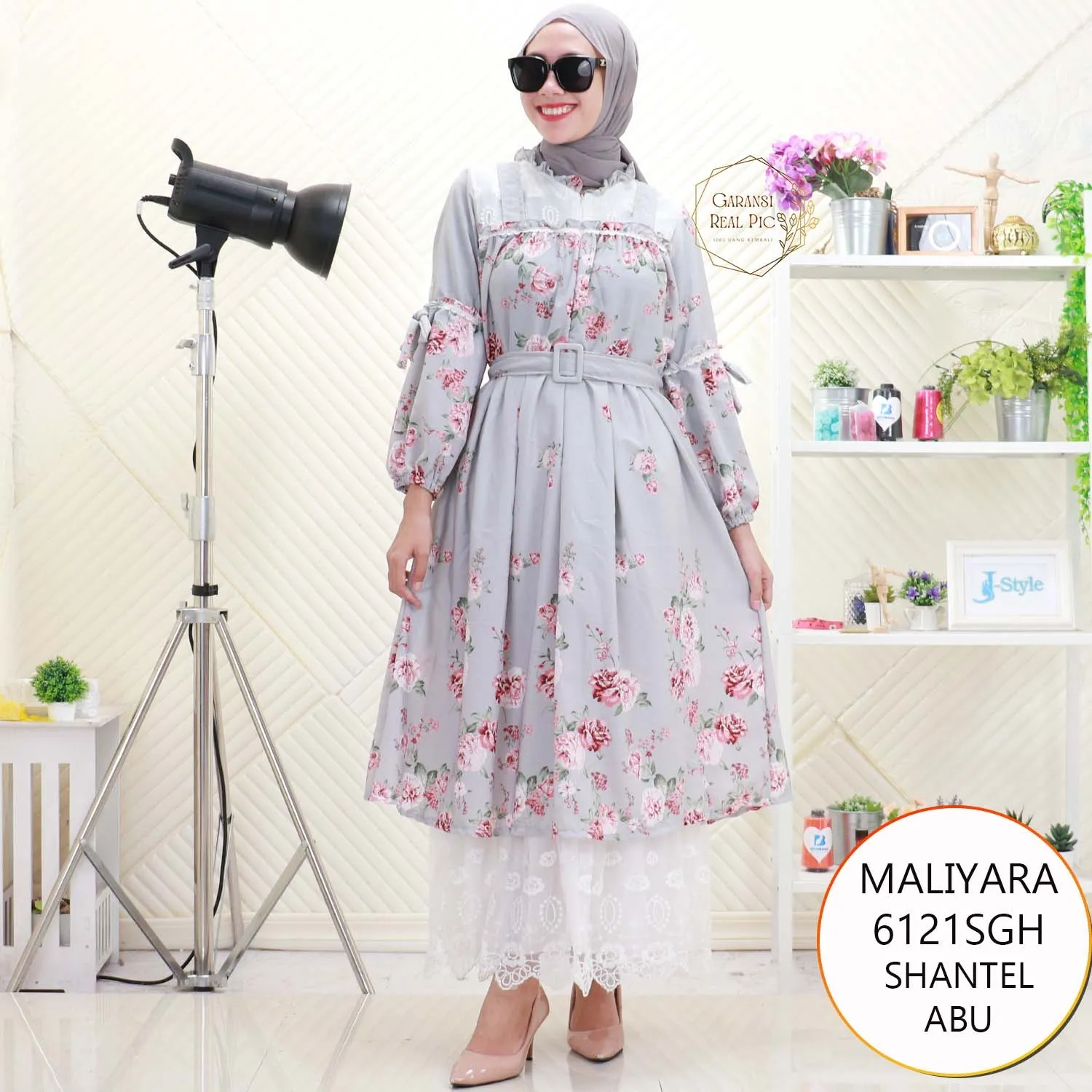 Maliyara Gamis Nedelin Ruffel Depan Motif Printing Busui Friendly