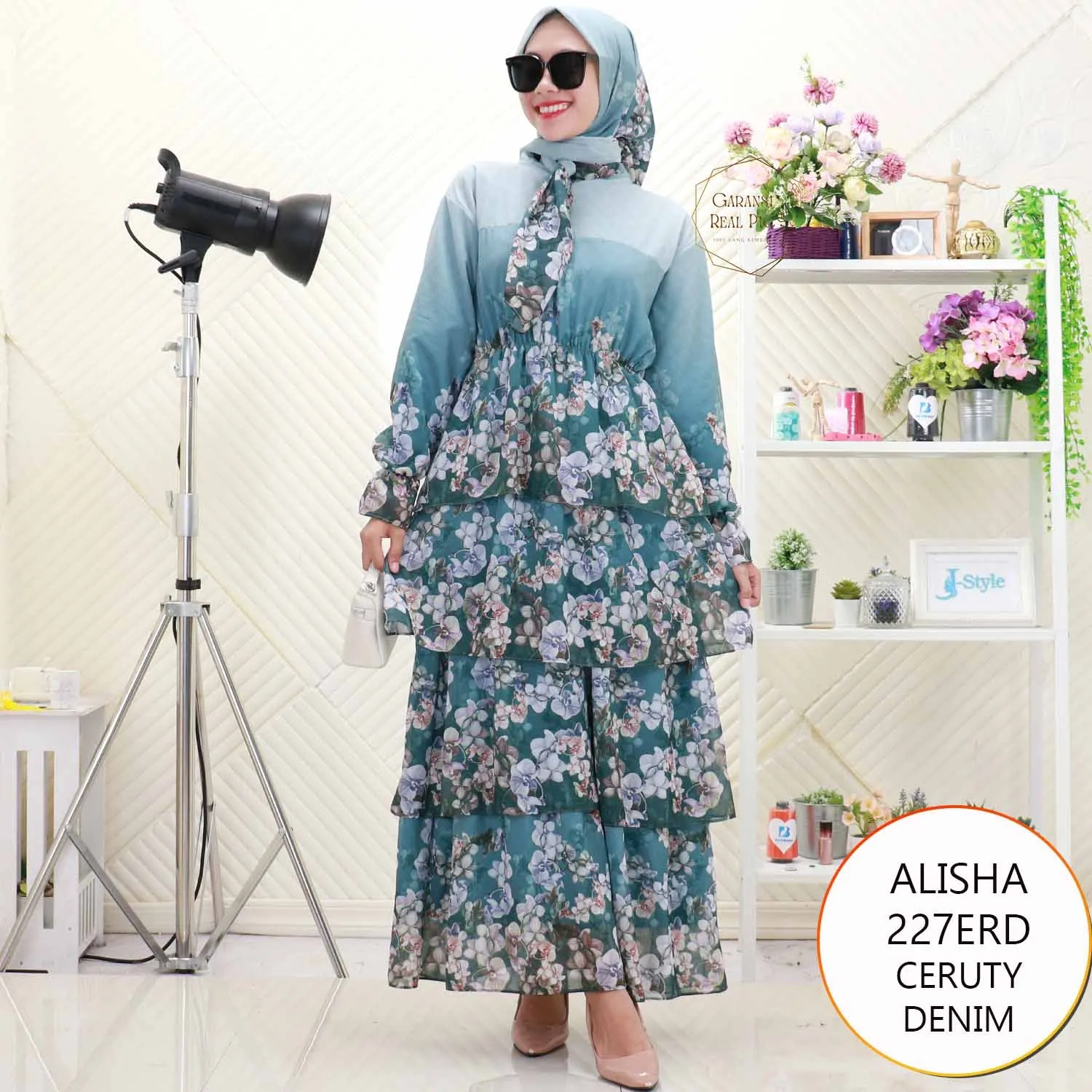 Alisha Gamis Set Hijab Ceruty Full Furing Motif Bunga Umpak Susun Keliling 227ERD ceruty - bajubaru.id, Belanja Online di bajubaru.id saja 