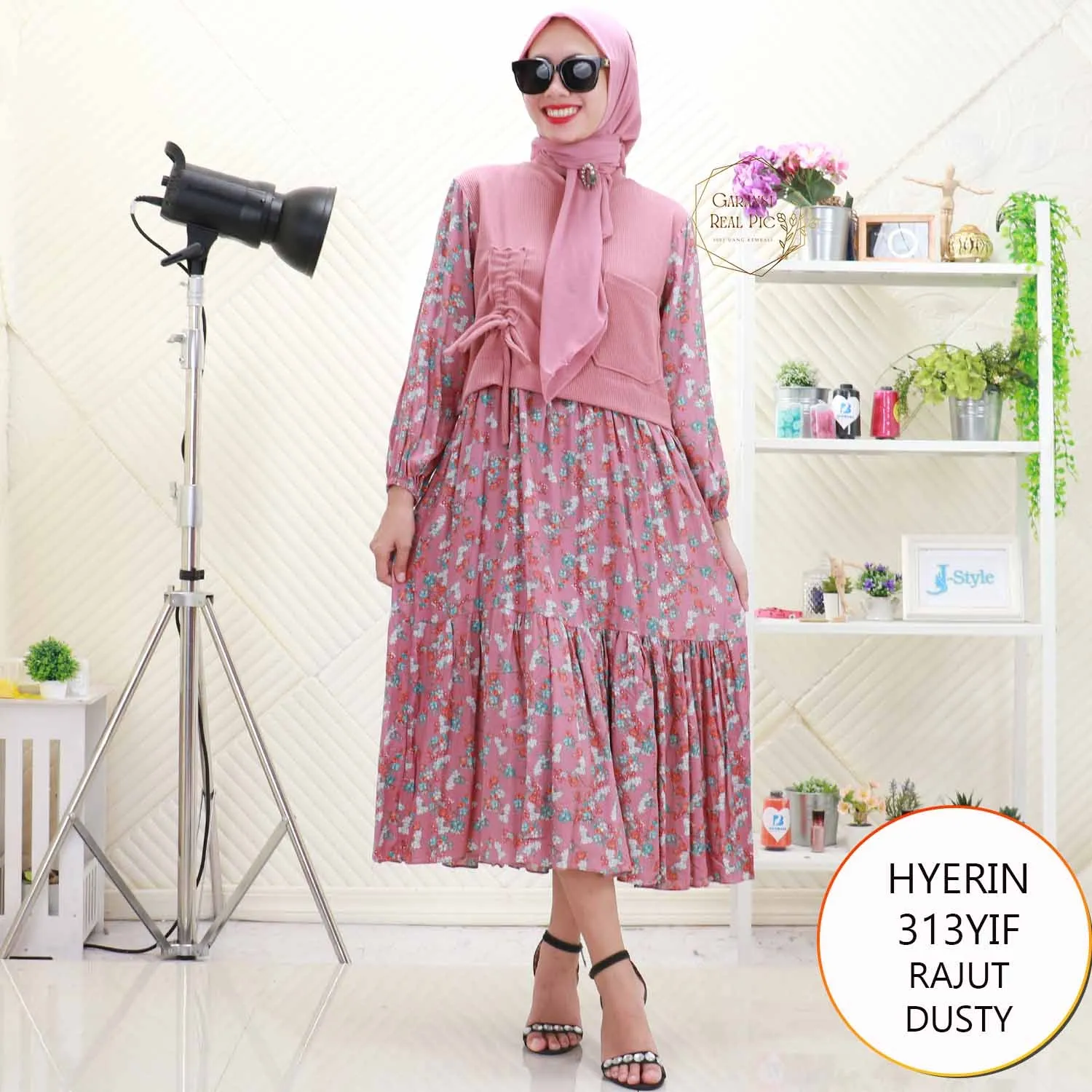 Hyerin Midi Rajut Mix Rayon Motif Bunga