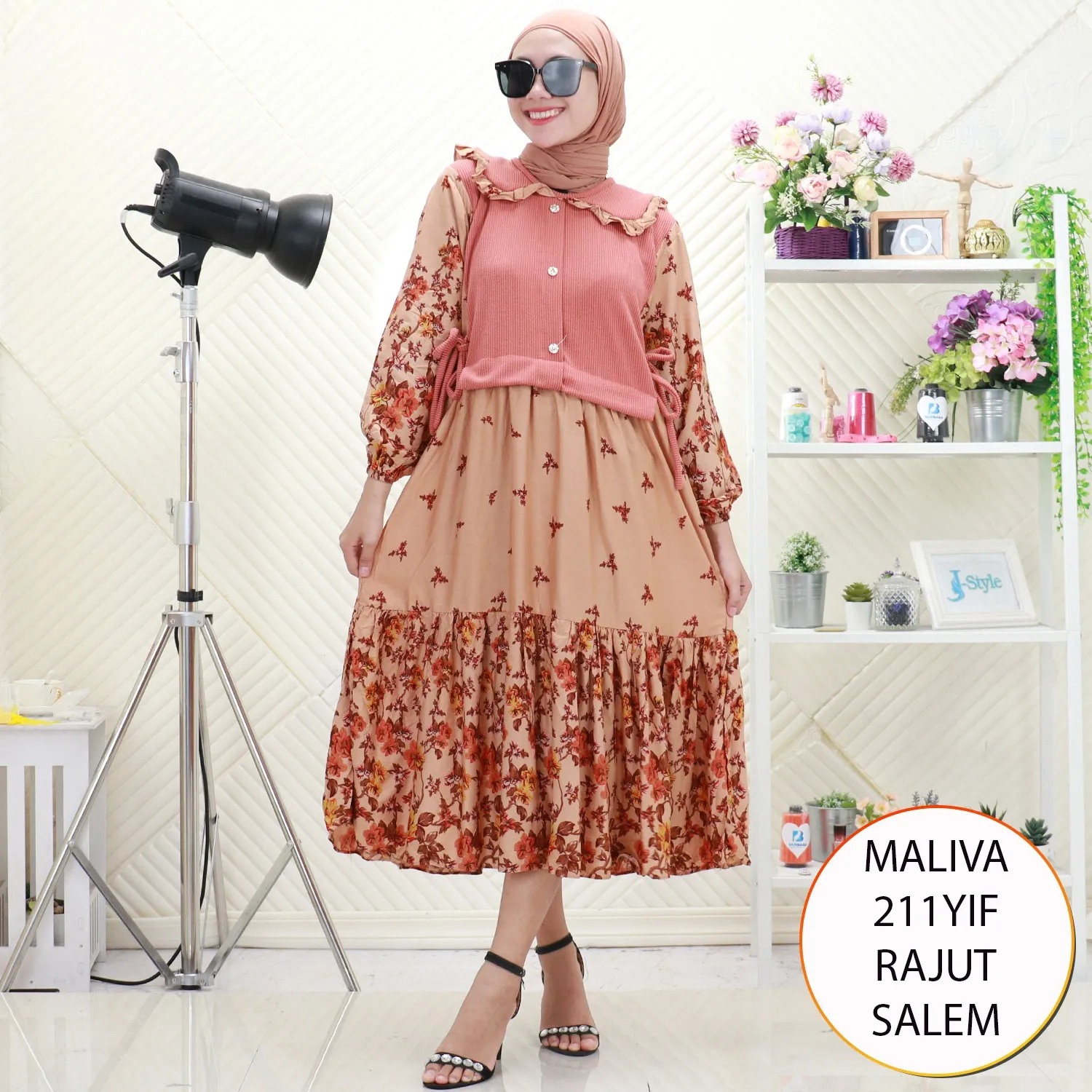 Maliva Midi Dress Rajut Mix Rayon Motif Korean Look10
