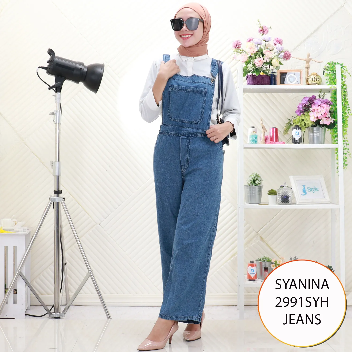 Syanina Overall Jeans Wash Saku Depan 2991SYH Jean wash - bajubaru.id, Belanja Online di bajubaru.id saja 