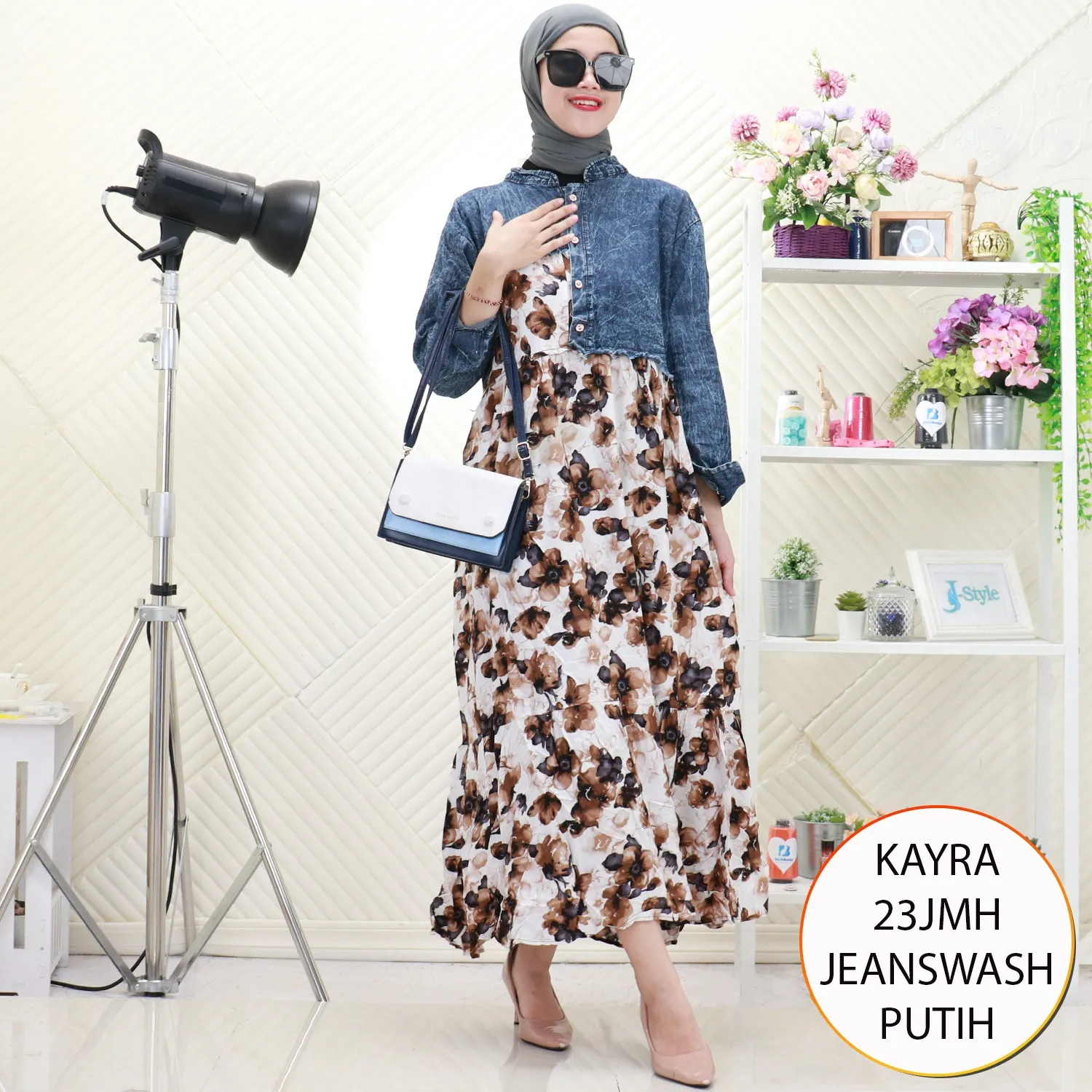 Kayra Gamis Jeans Mix Rayon Motif Busui Friendly