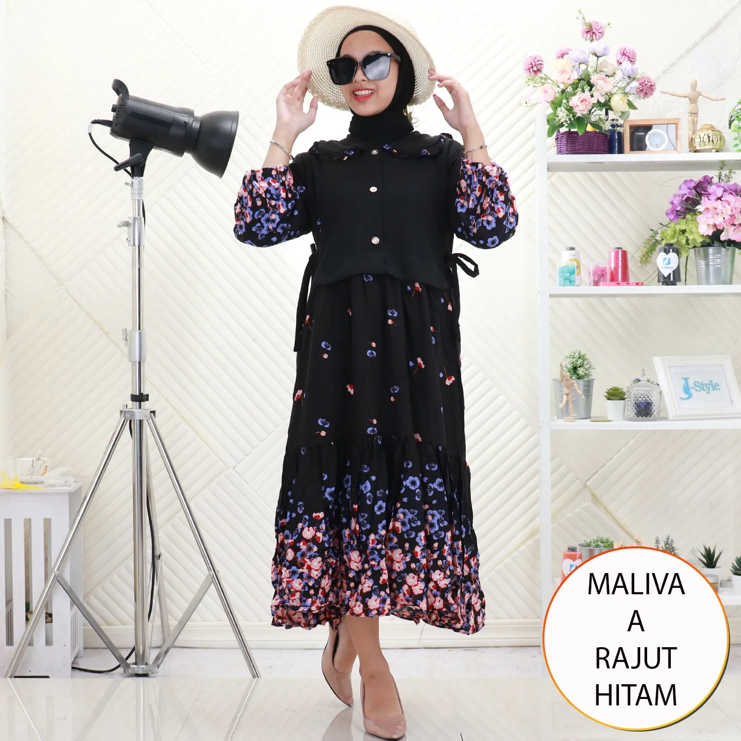 Maliva Midi Dress Rajut Mix Rayon Motif Korean Look10