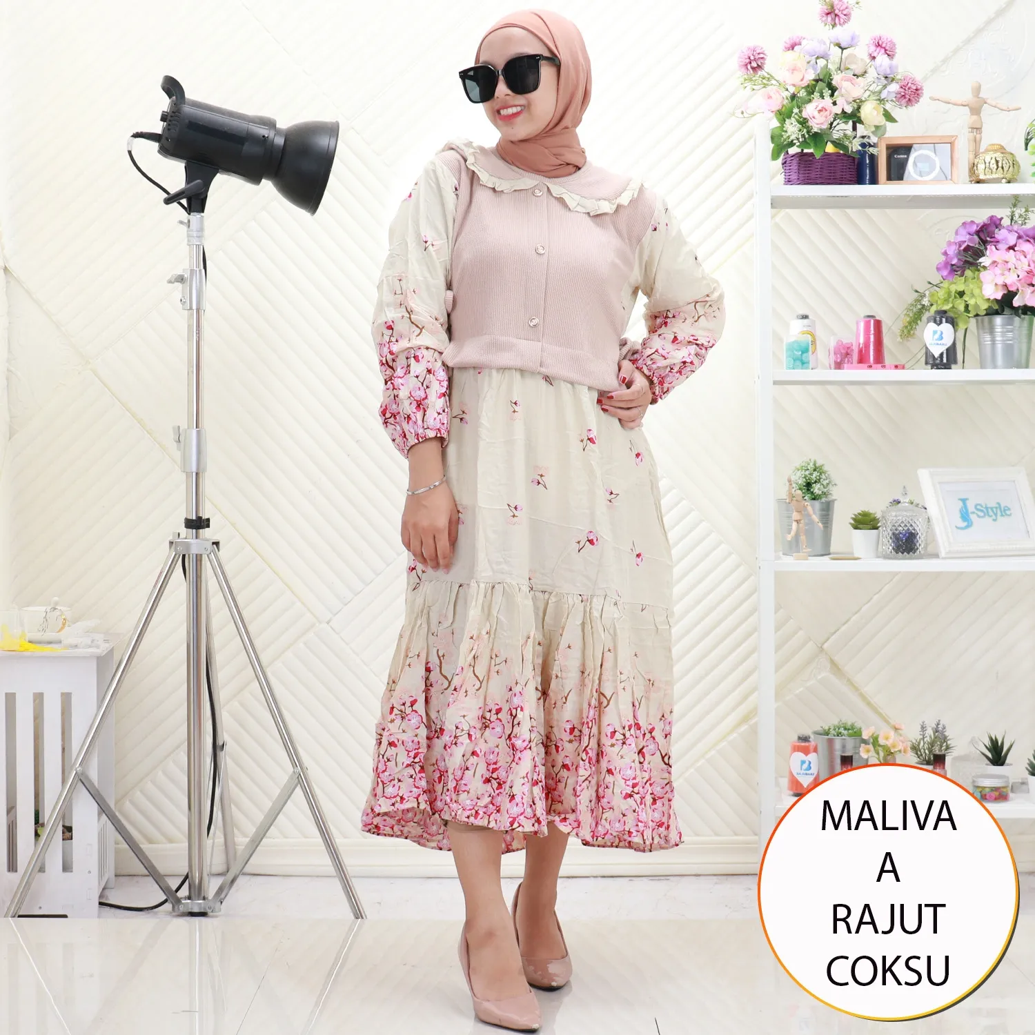 Maliva Midi Dress Rajut Mix Rayon Motif Korean Look10