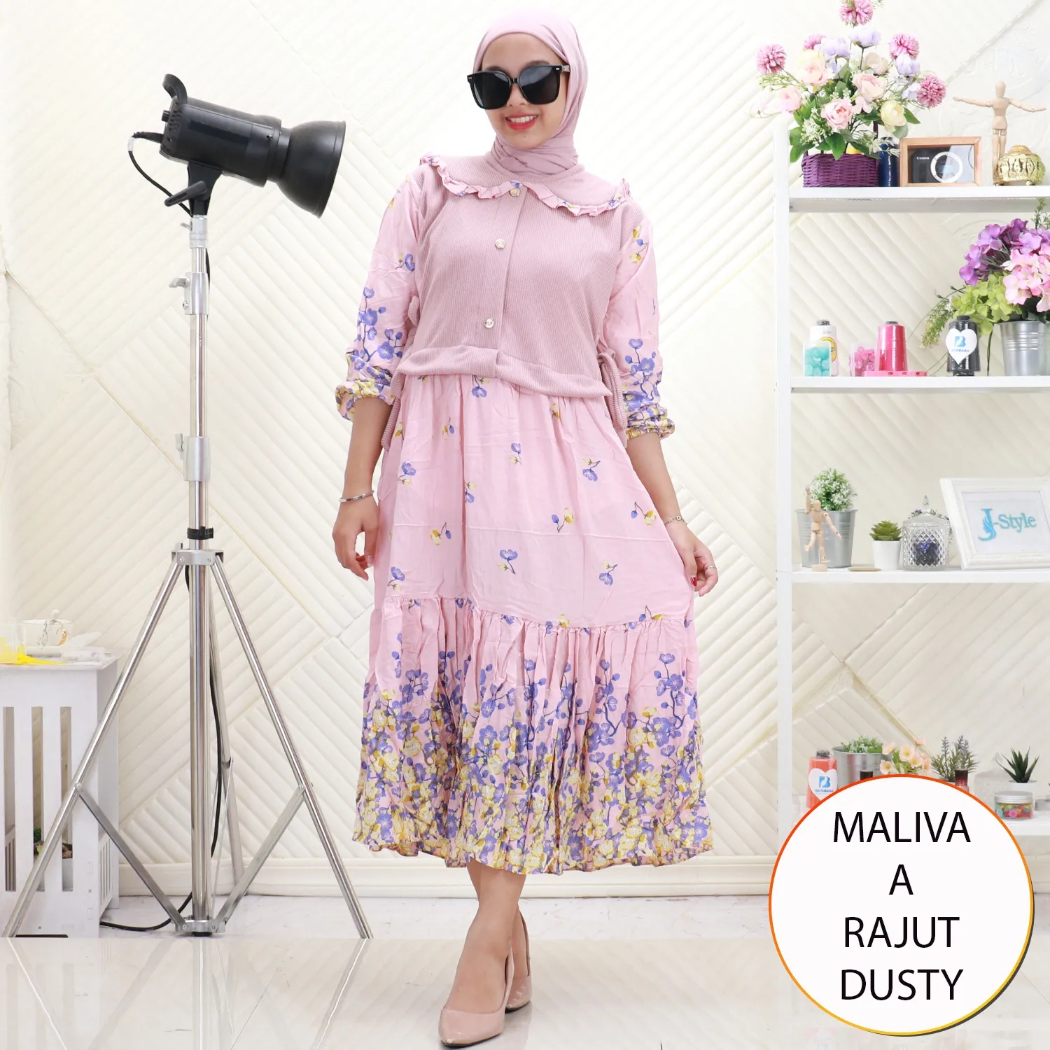 Maliva Midi Dress Rajut Mix Rayon Motif Korean Look10