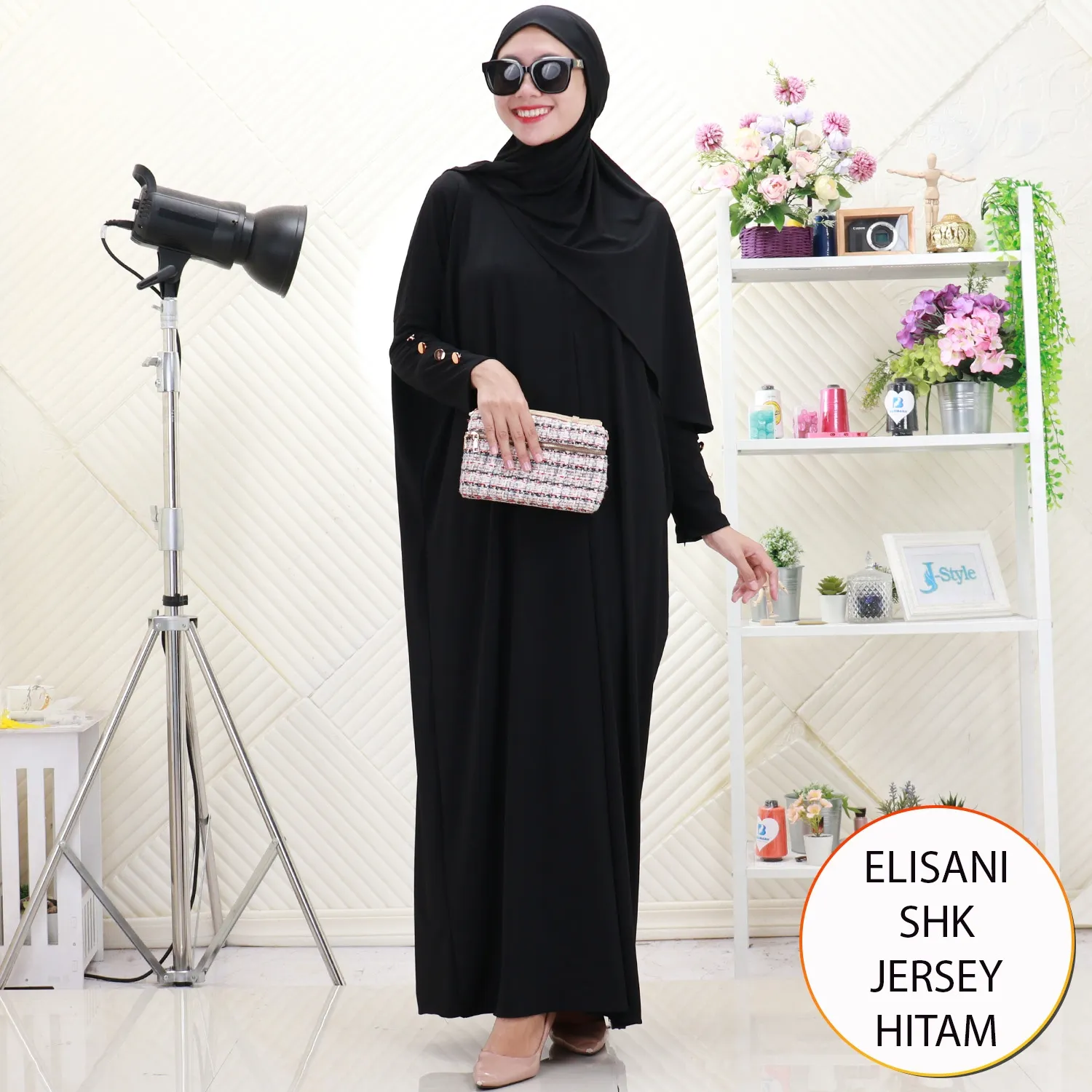 Elisani Gamis Syari Wanita Muslimah Jersey Tebal Lengan Model Inara SHK Jersey - bajubaru.id, Belanja Online di bajubaru.id saja 