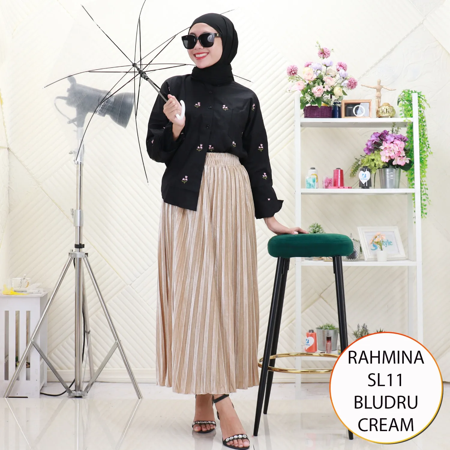 Rahmina Rok Plisket Bludru Velvet Tebal