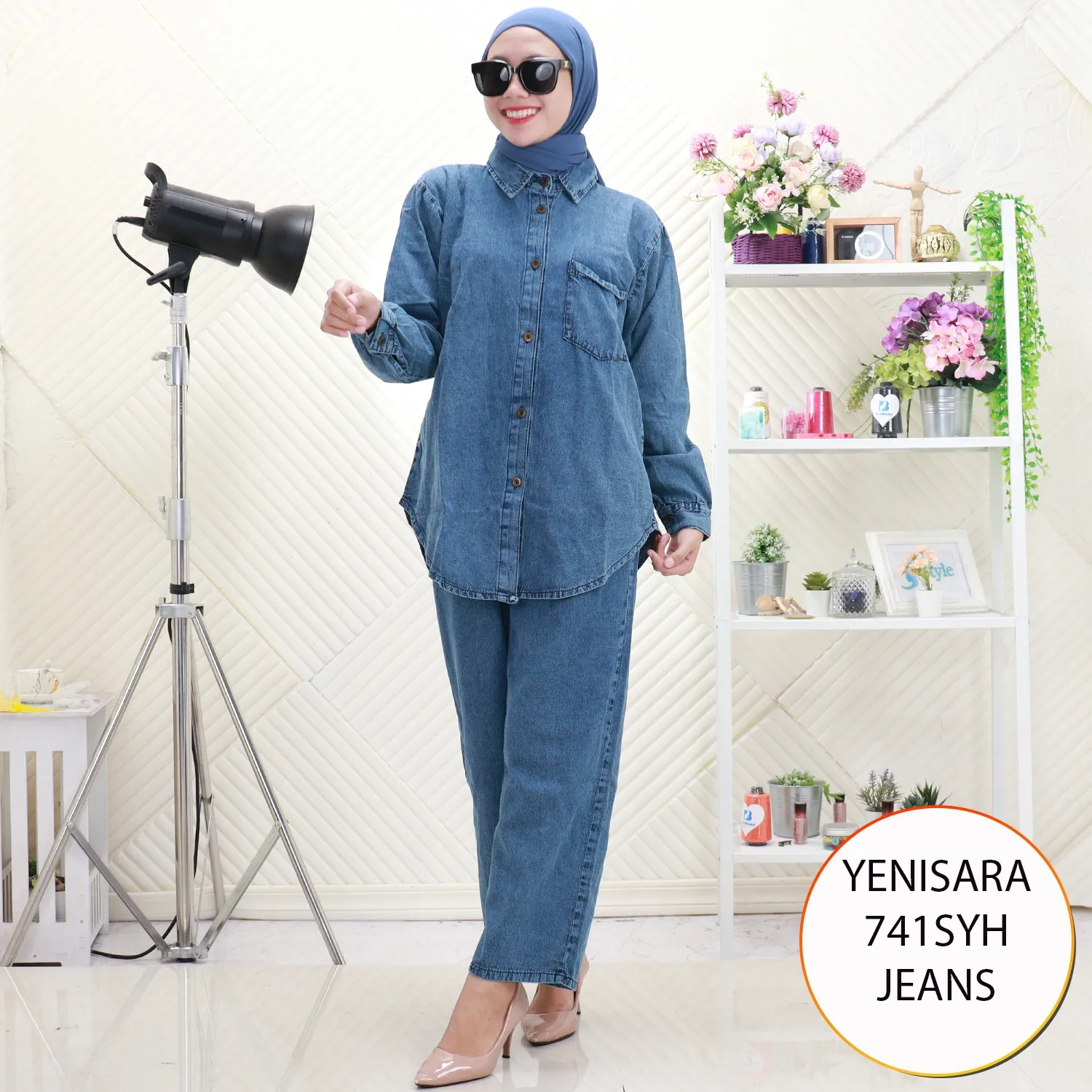 Yenisara One Set Jeans Kemeja Saku Depan  Full Kancing 741SYH Jeans - bajubaru.id, Belanja Online di bajubaru.id saja 