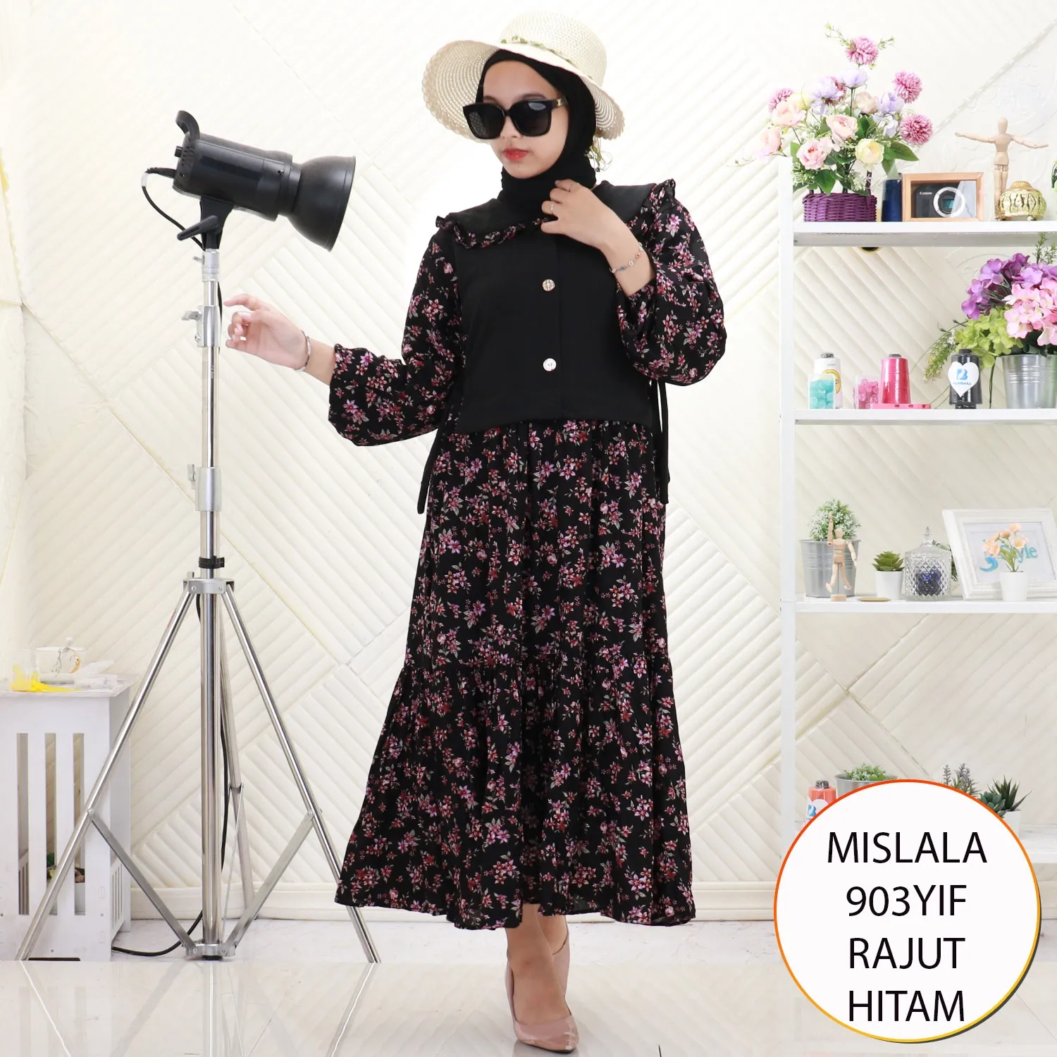 Mislala Midi Dress Rajut Rib Tebal Kombinasi Rayon Adem Motif Printing Korean Look 903YIF Rajut - bajubaru.id, Belanja Online di bajubaru.id saja 
