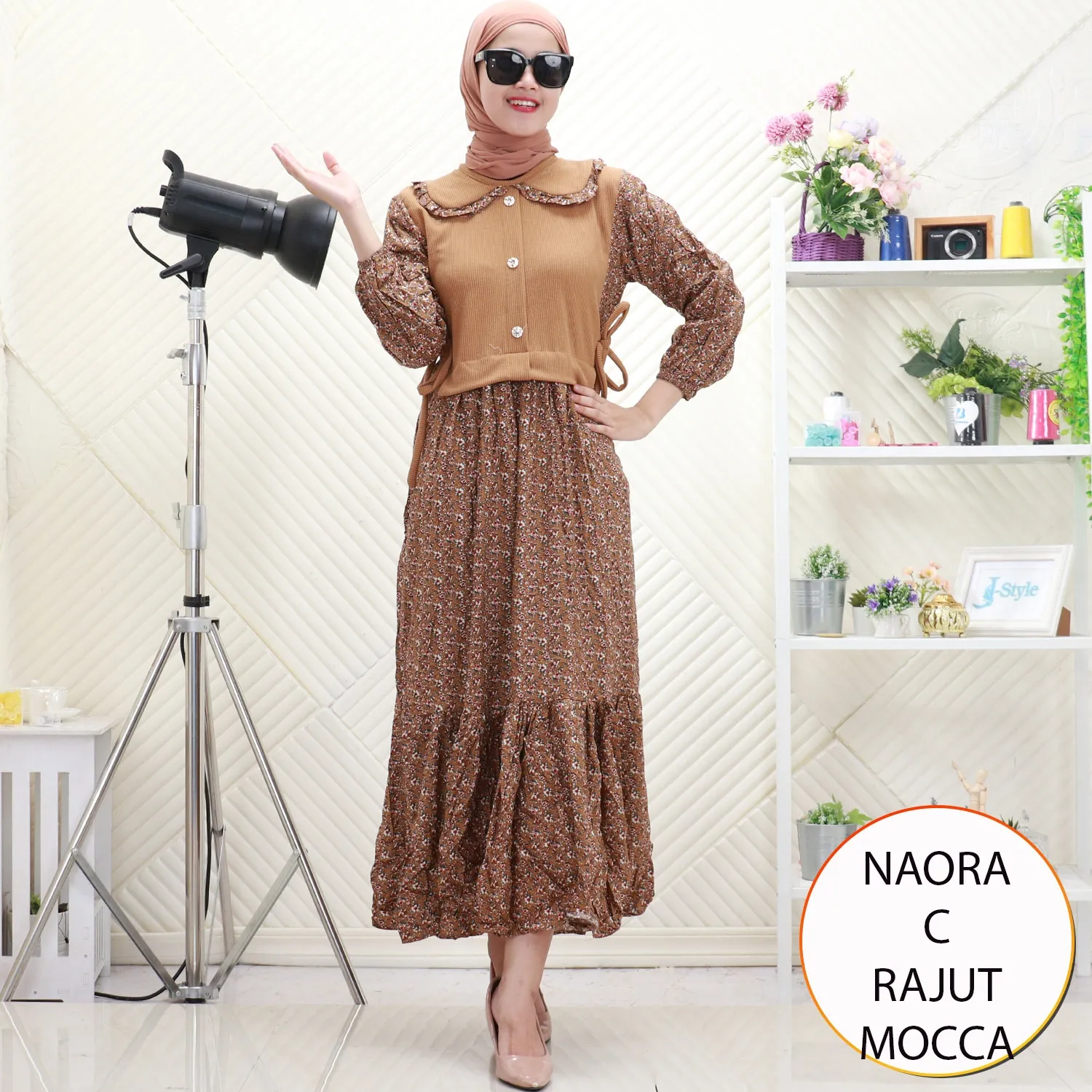 Naora Gamis Dress Rajut Mix Rayon Motif Korean Look