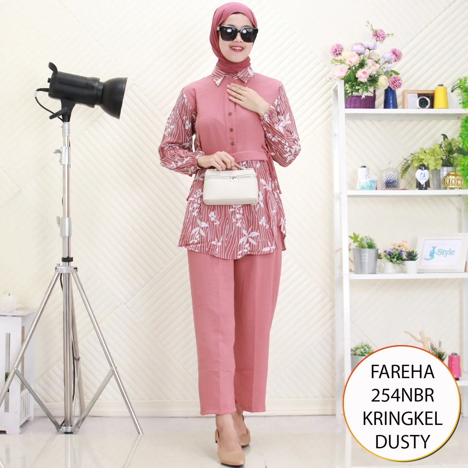 Fareha Oneset Tunik Kringkel Mix Rayon Motif Busui Kancing