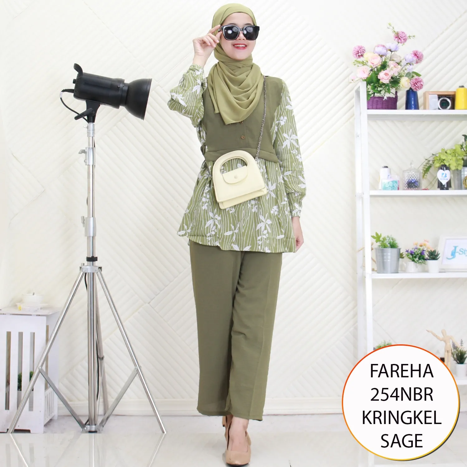 Fareha Oneset Tunik Kringkel Mix Rayon Motif Busui Kancing