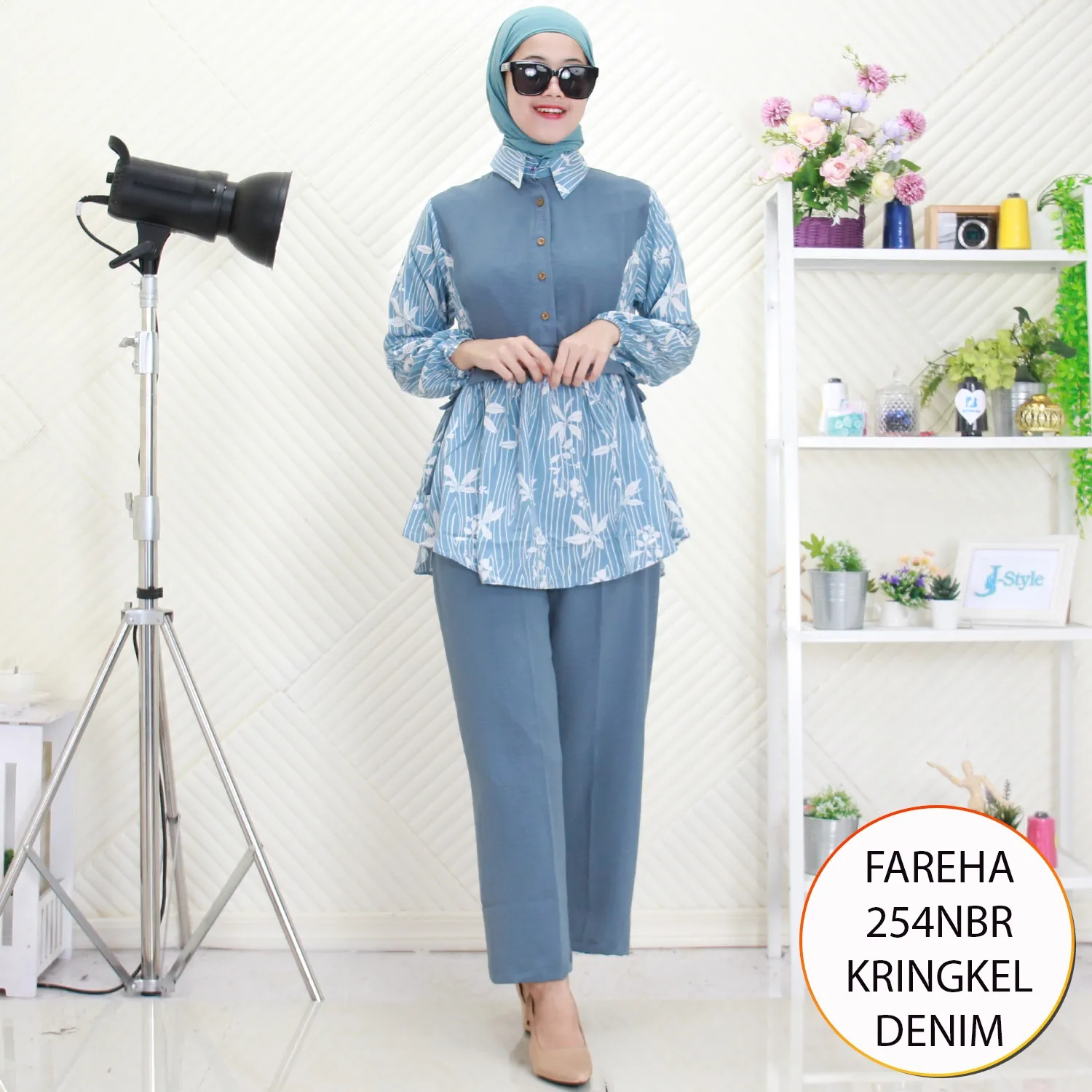 Fareha Oneset Tunik Kringkel Mix Rayon Motif Busui Kancing