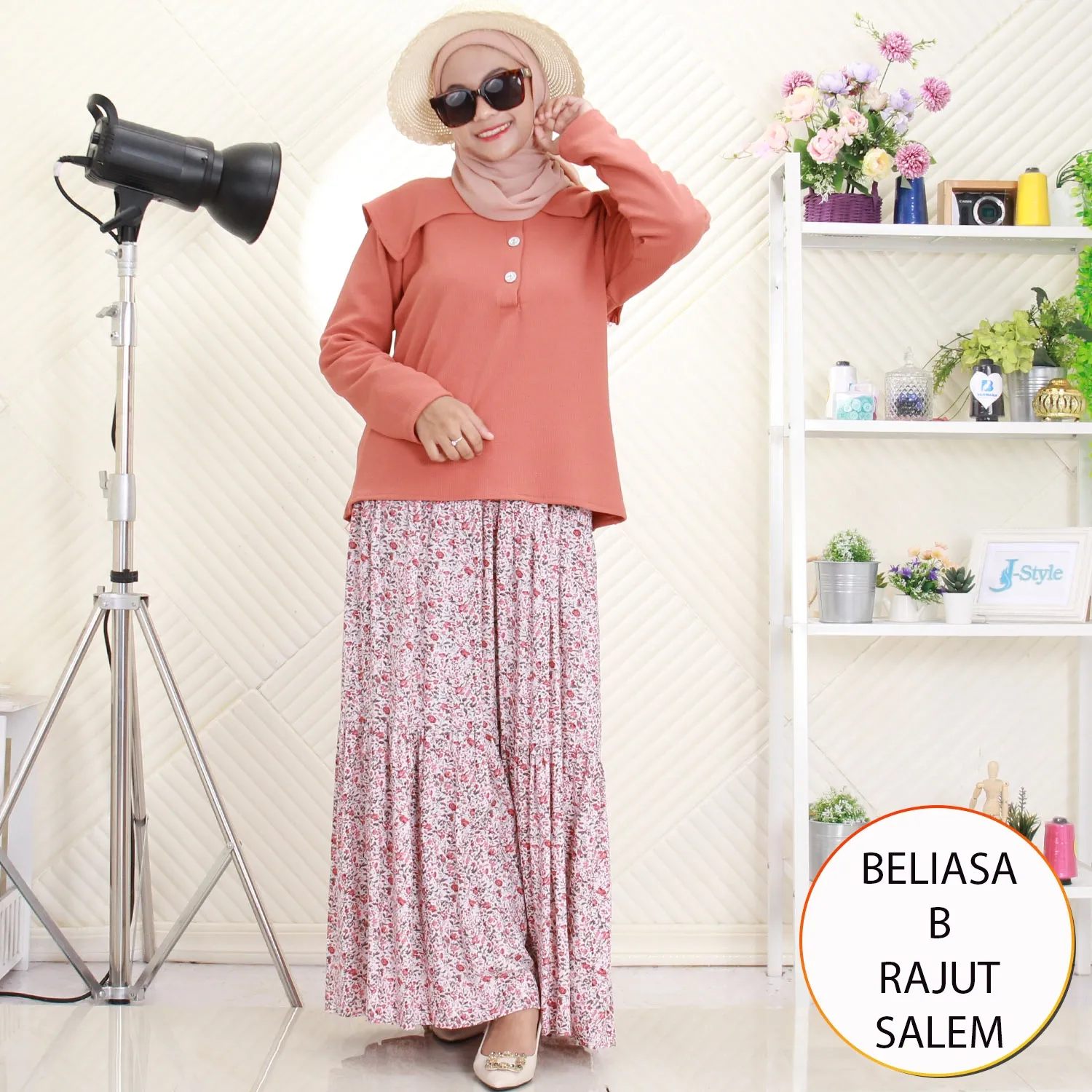 Beliasa Setelan 2in1 Rajut Tebal Rok Umpak Mayung Motif Printing