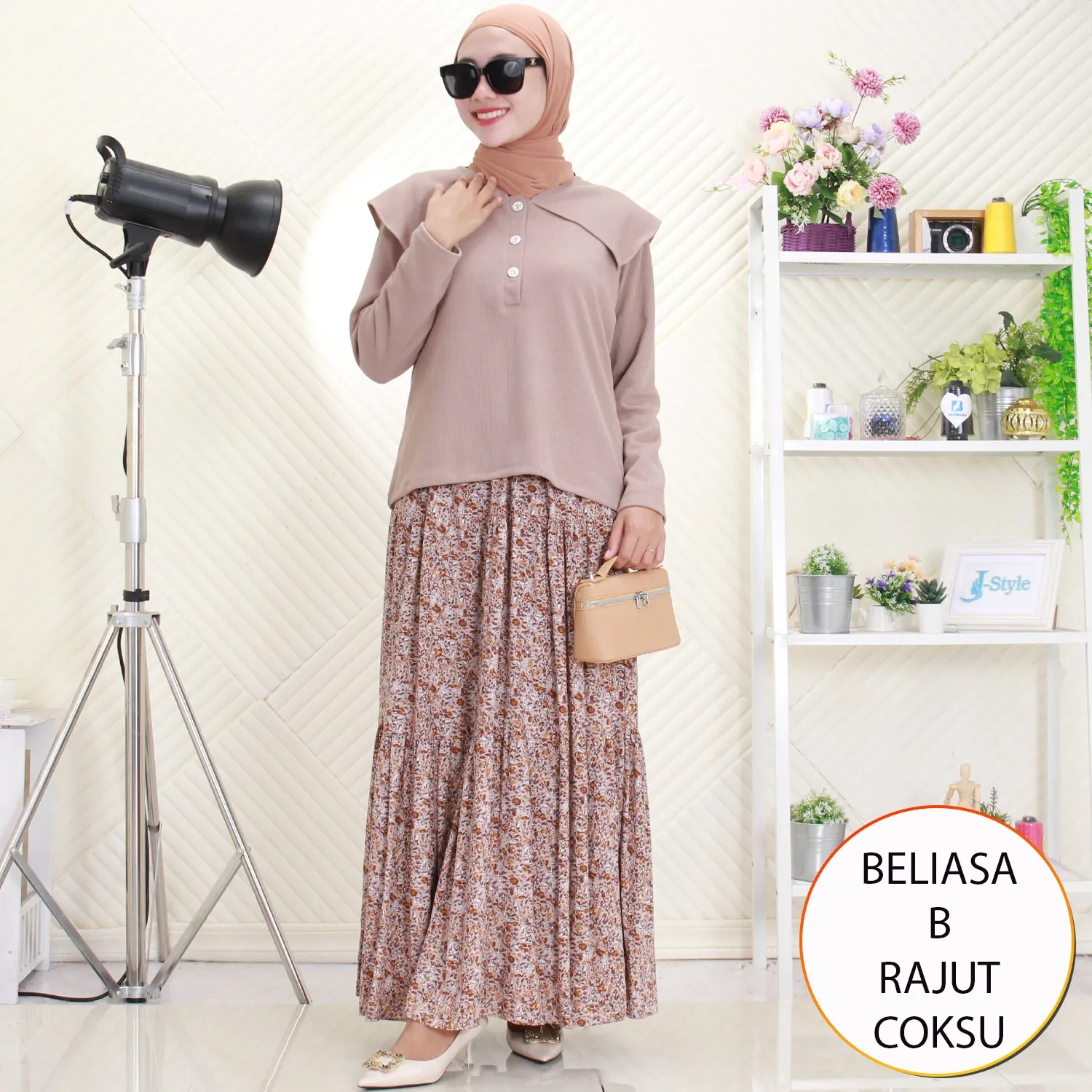 Beliasa Setelan 2in1 Rajut Tebal Rok Umpak Mayung Motif Printing