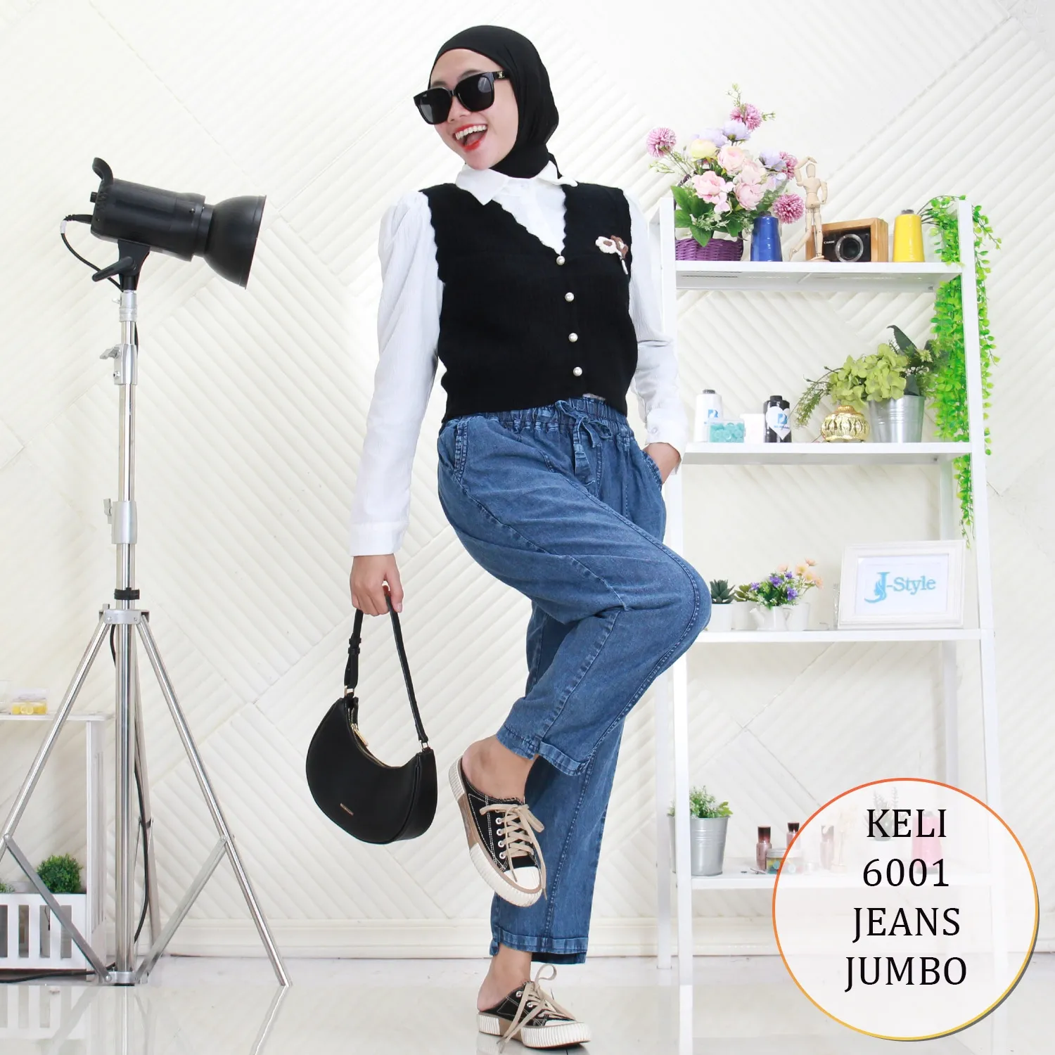 Celana Jeans Model Baggy Pants Tali Serut Saku Samping Keli Standar