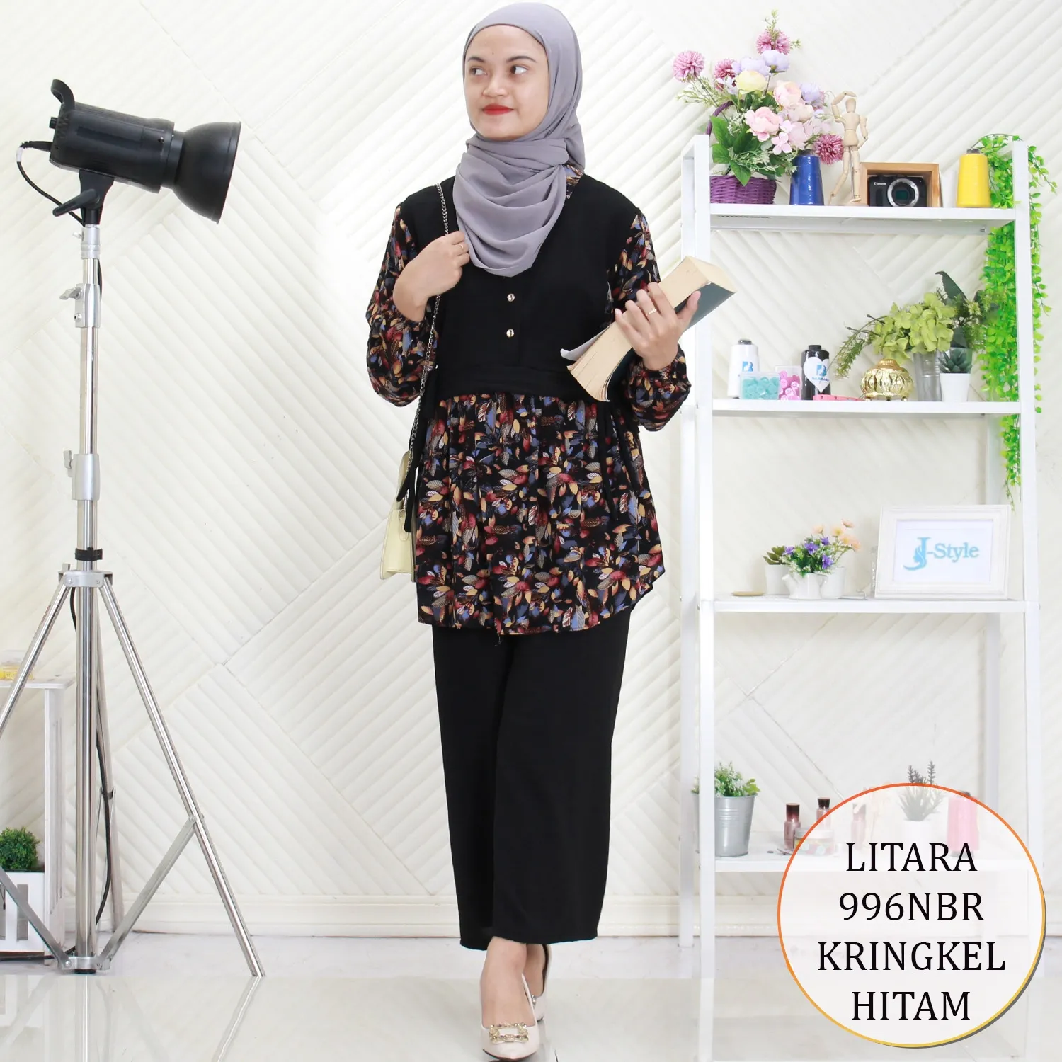 Litara Oneset Tunik Kringkel Mix Rayon Motif Print Busui Kancing